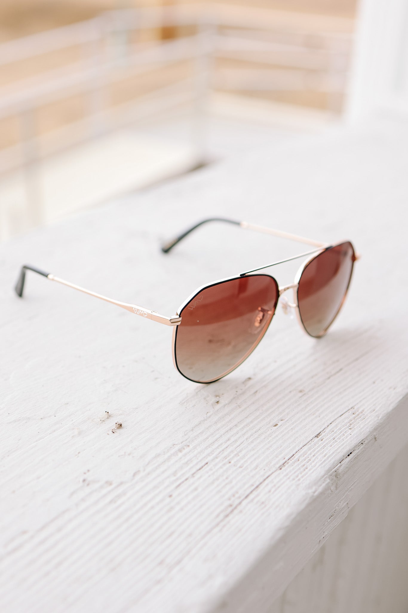 Ramsey Geometric Polarized Aviators Sunglasses - Black Frame Gradient Brown