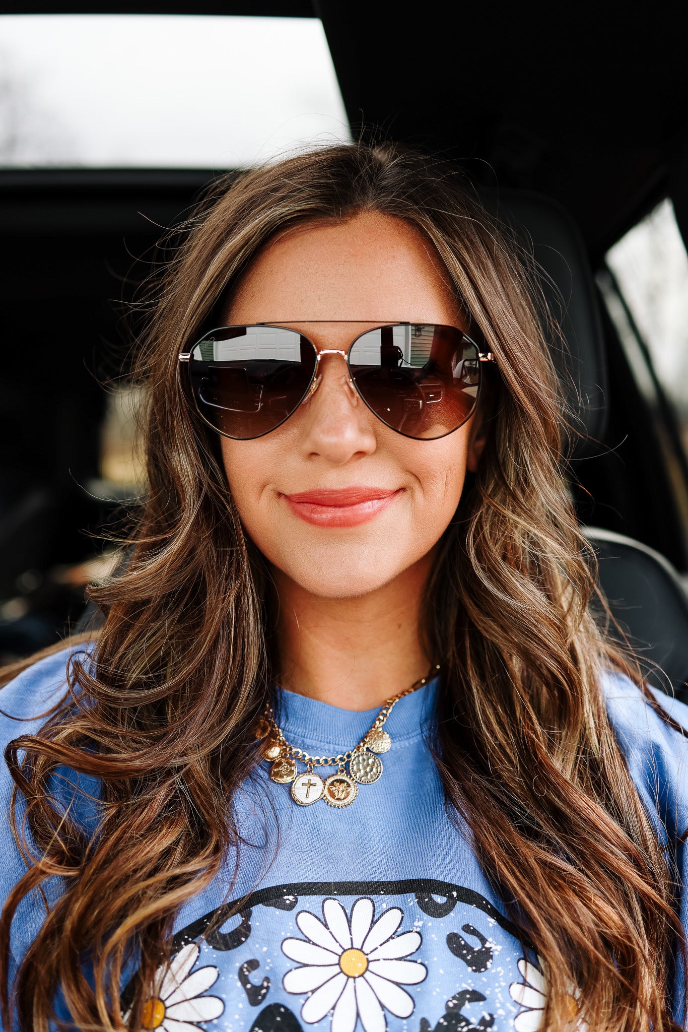 Ramsey Geometric Polarized Aviators Sunglasses - Black Frame Gradient Brown