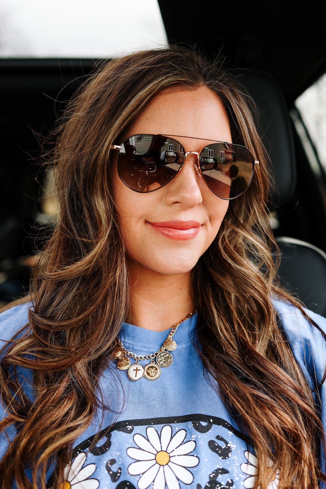 Ramsey Geometric Polarized Aviators Sunglasses - Black Frame Gradient Brown