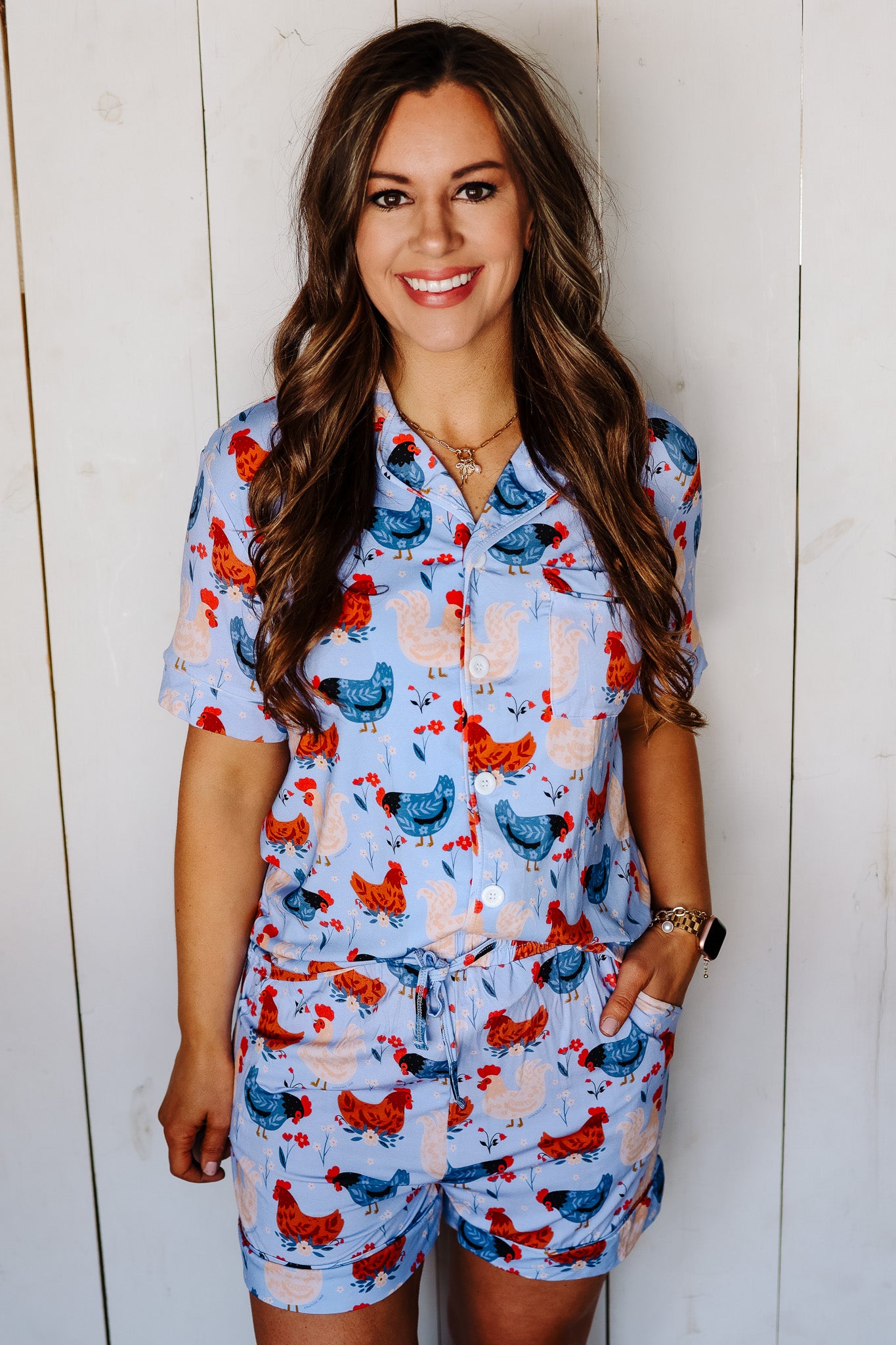 Shorts Pajama Set - Spring Chickens