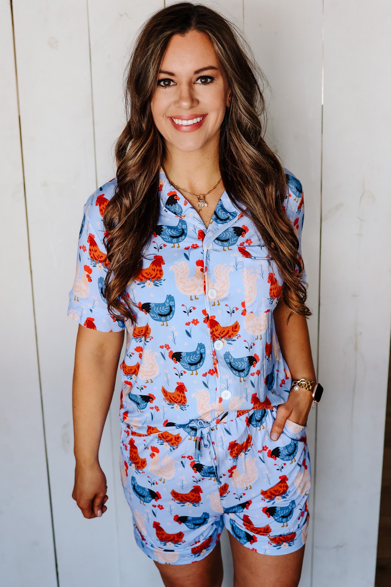 Shorts Pajama Set - Spring Chickens