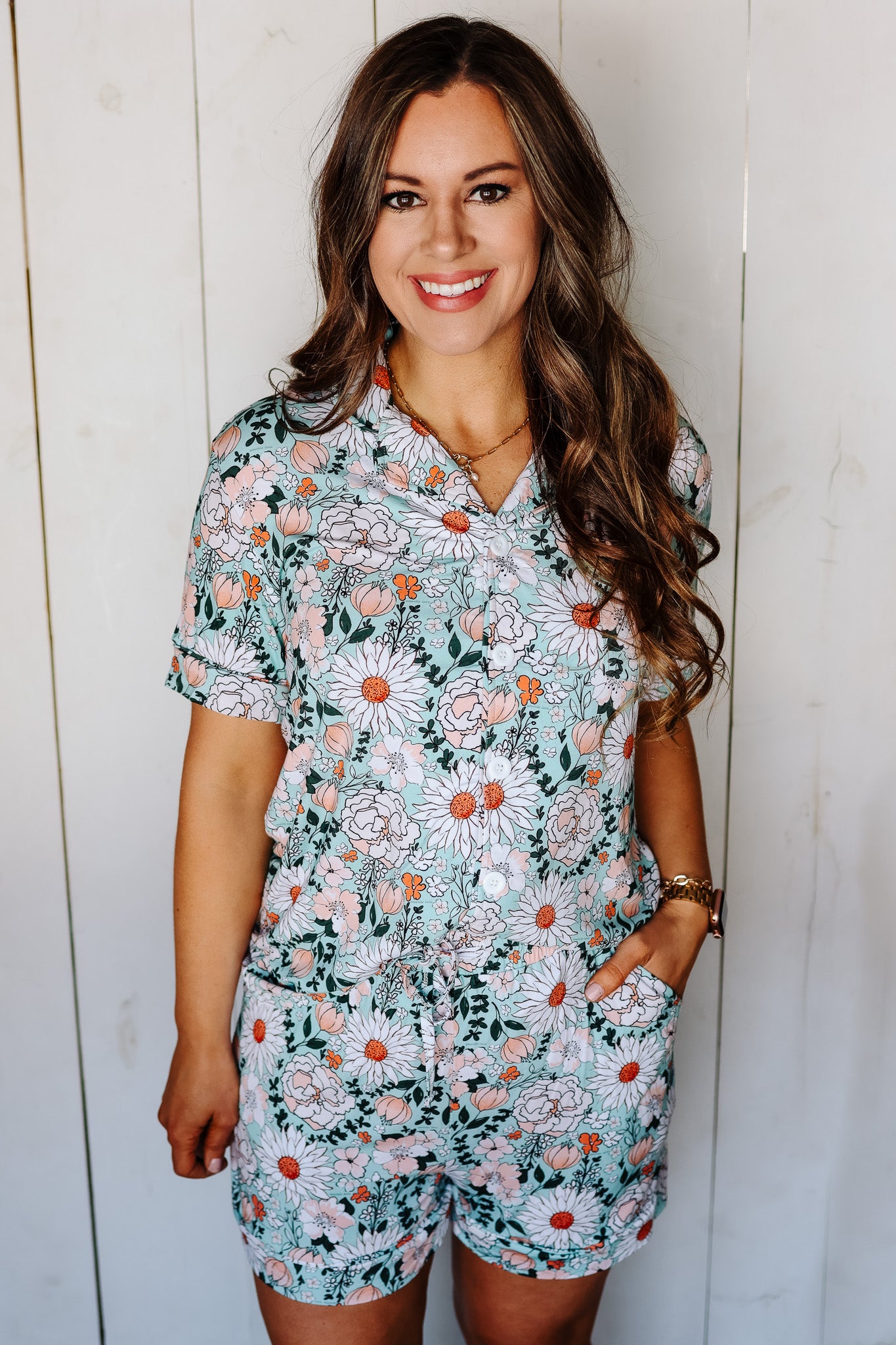 Shorts Pajama Set - Sage Bloom