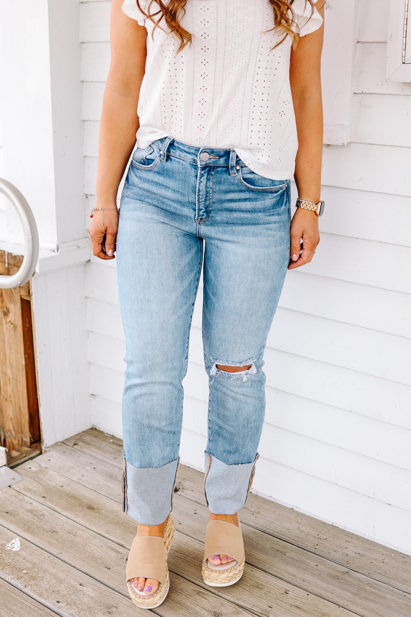 RISEN: Elyse Straight Cuff Jeans