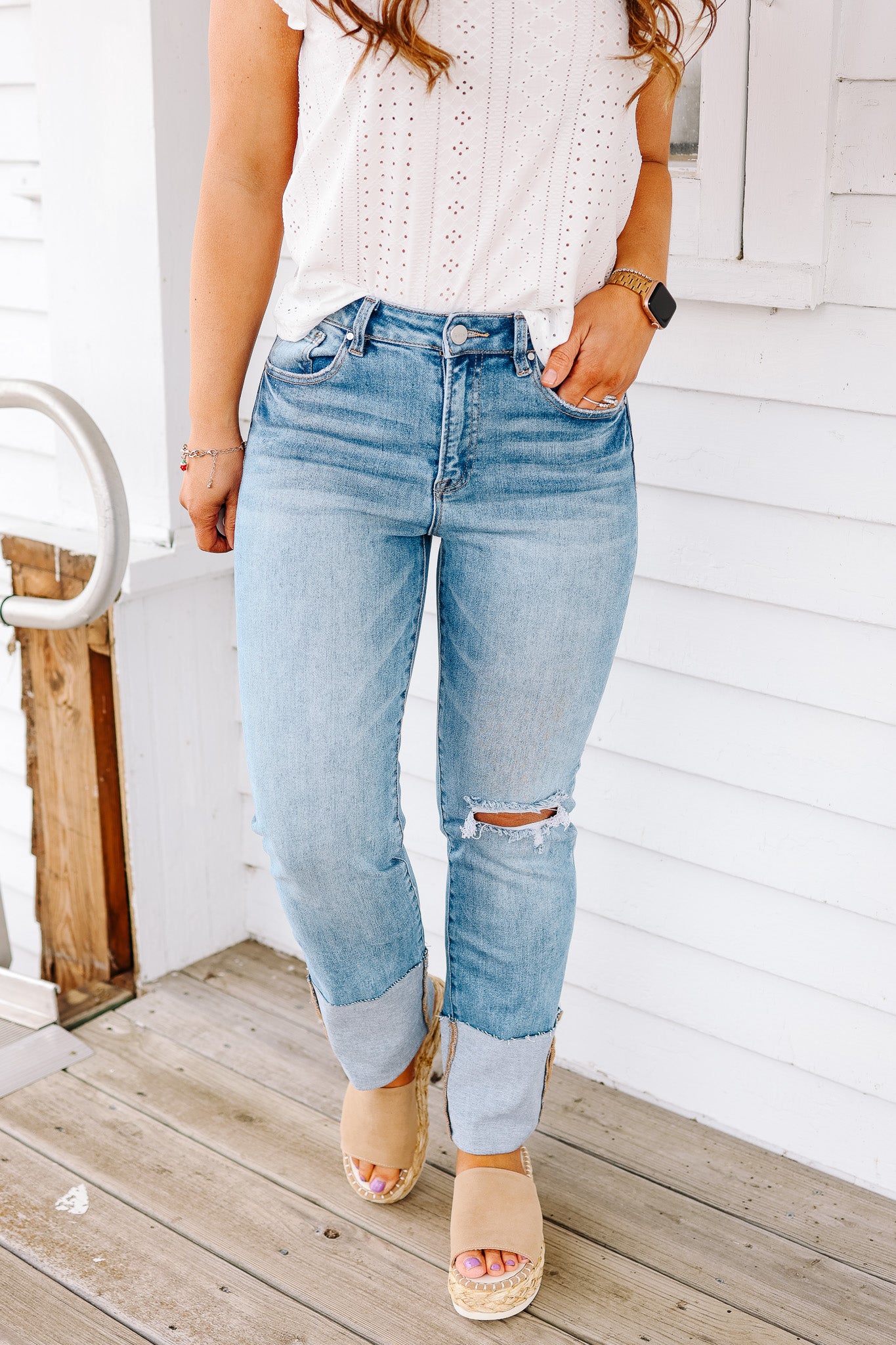 RISEN: Elyse Straight Cuff Jeans