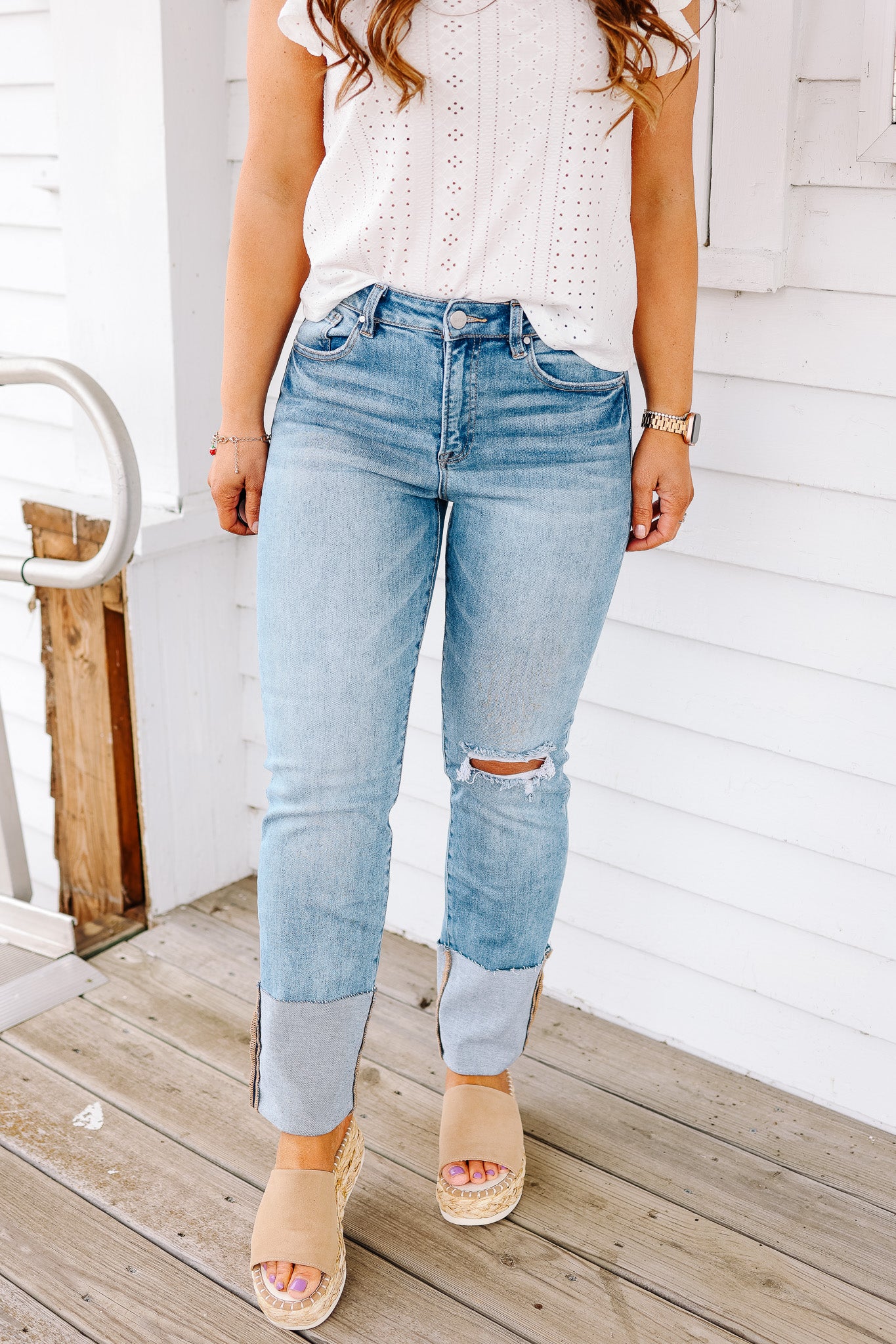 RISEN: Elyse Straight Cuff Jeans