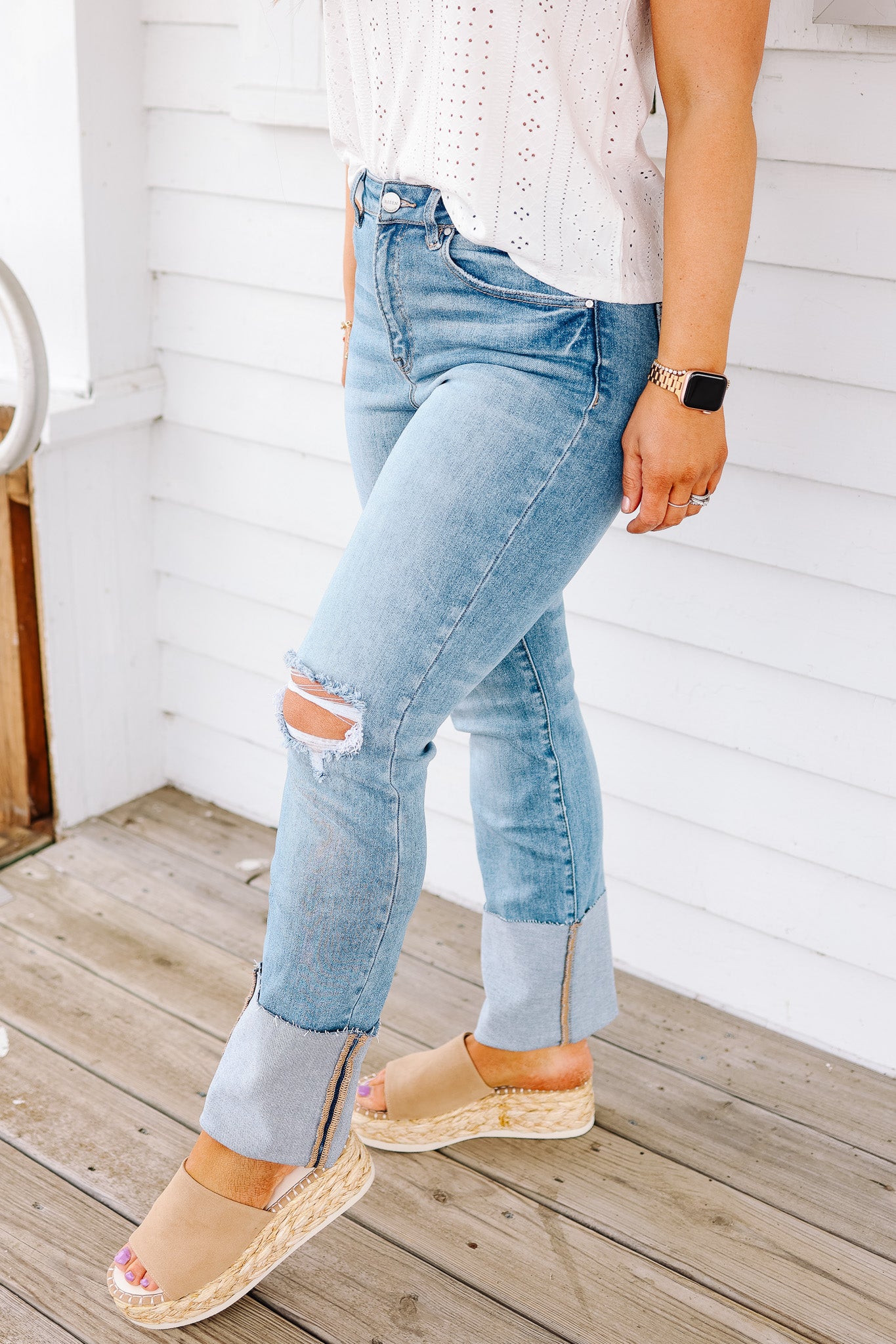 RISEN: Elyse Straight Cuff Jeans