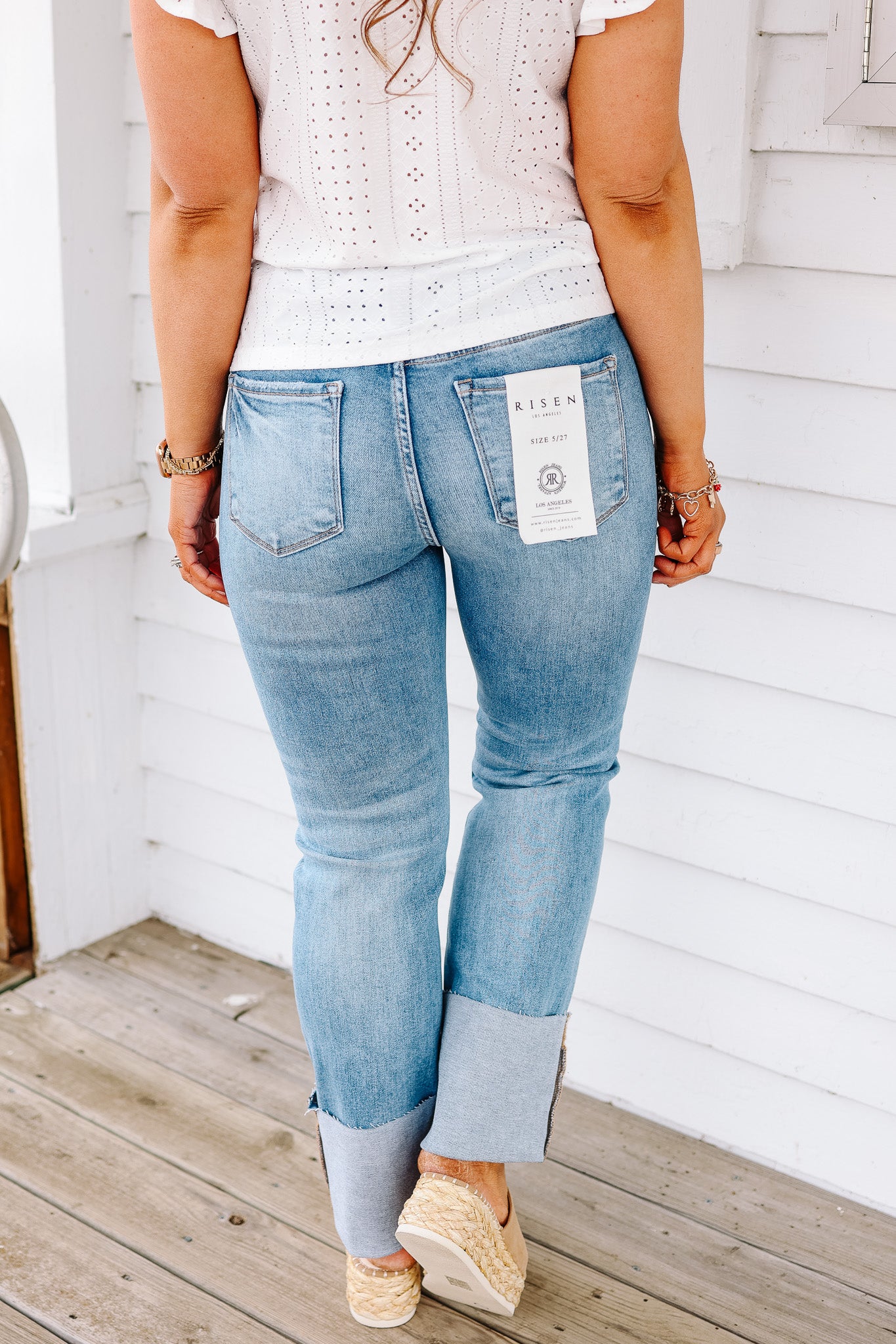 RISEN: Elyse Straight Cuff Jeans