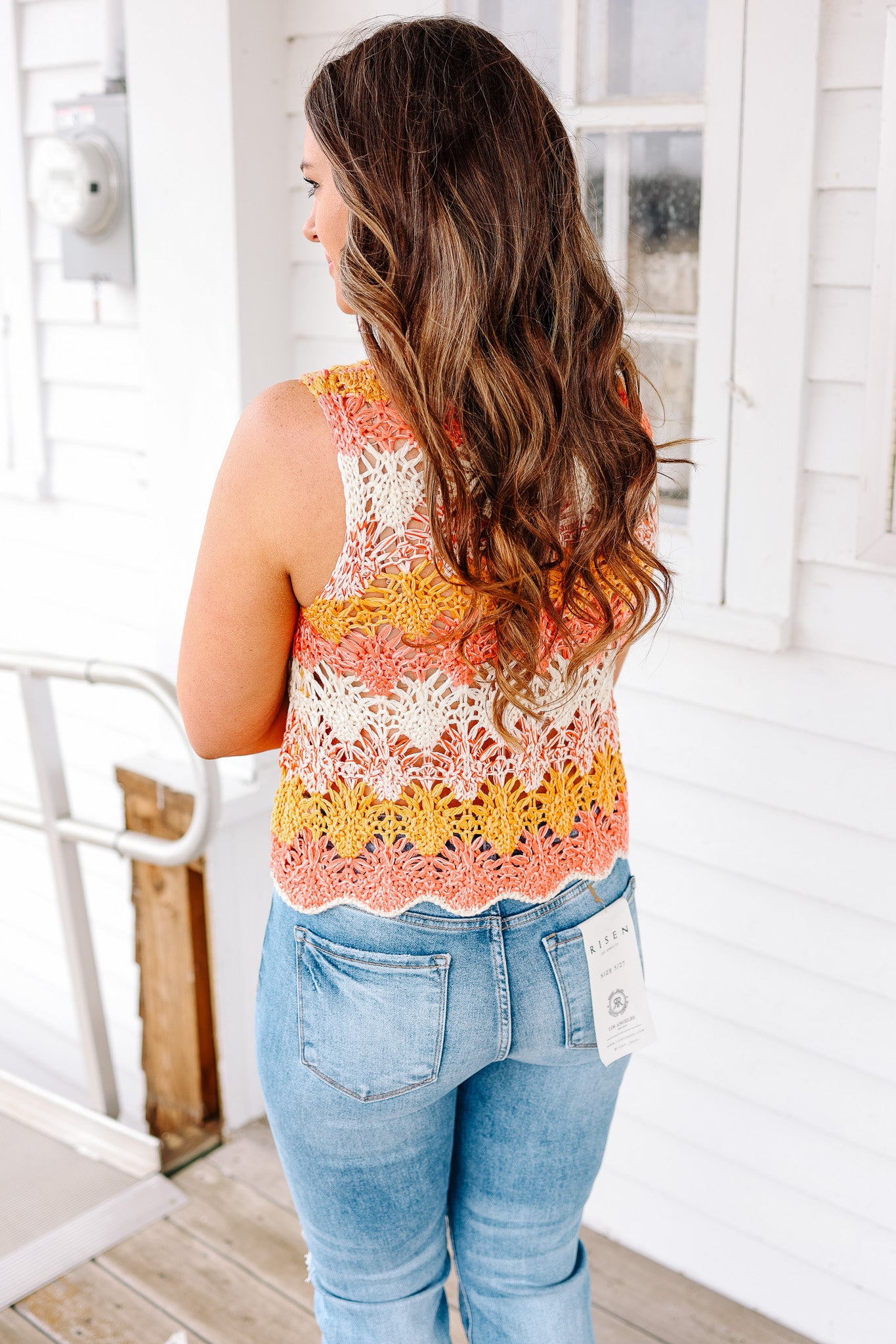 Aria Crochet Kint Tank - Coral