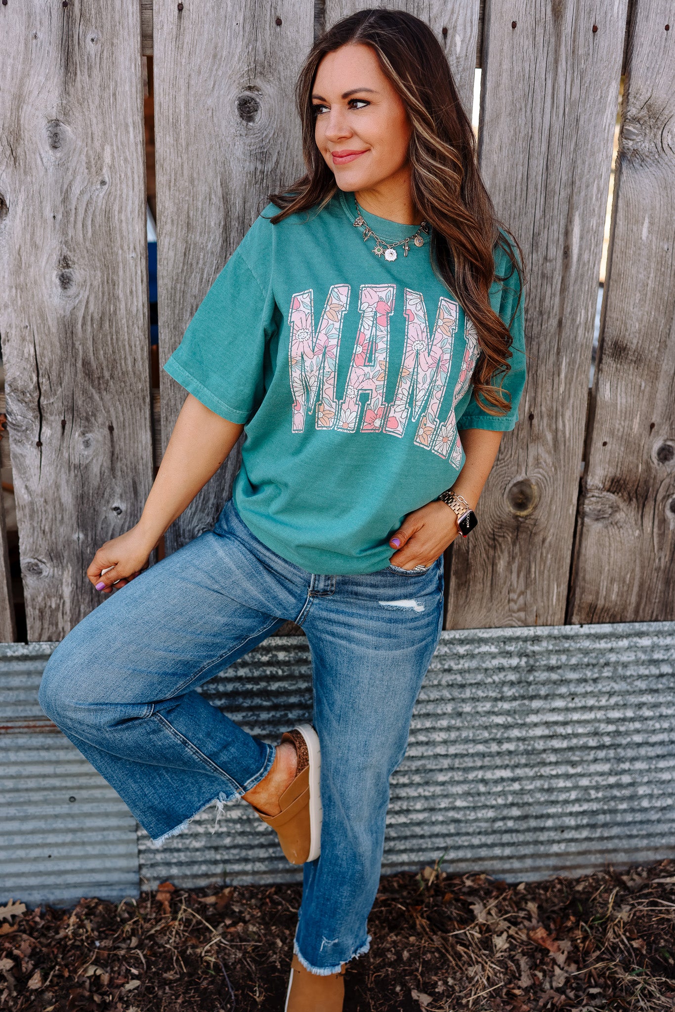 Floral Mama Graphic Tee - Emerald