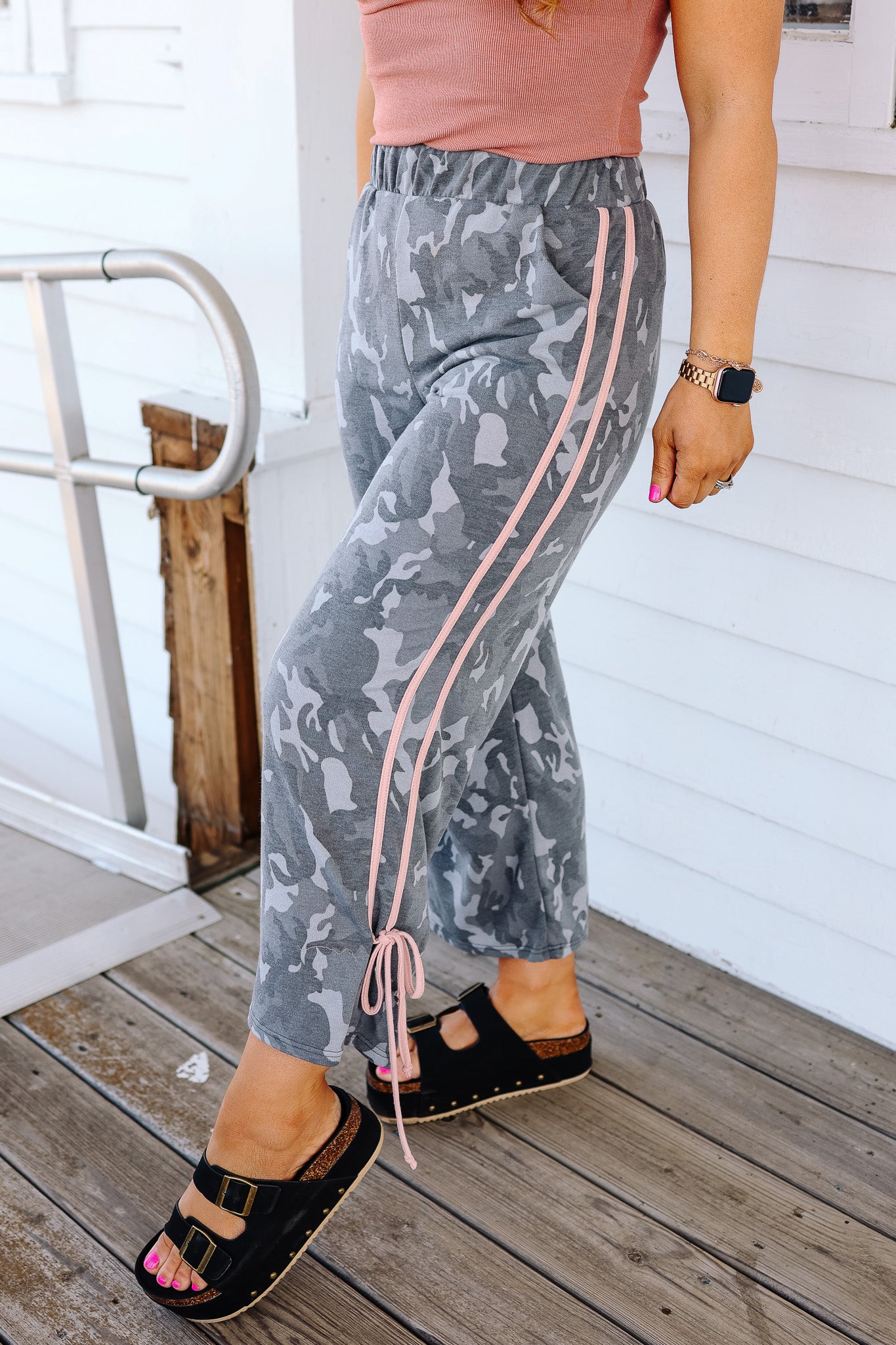 Camo Ribbon Tie Track Pants