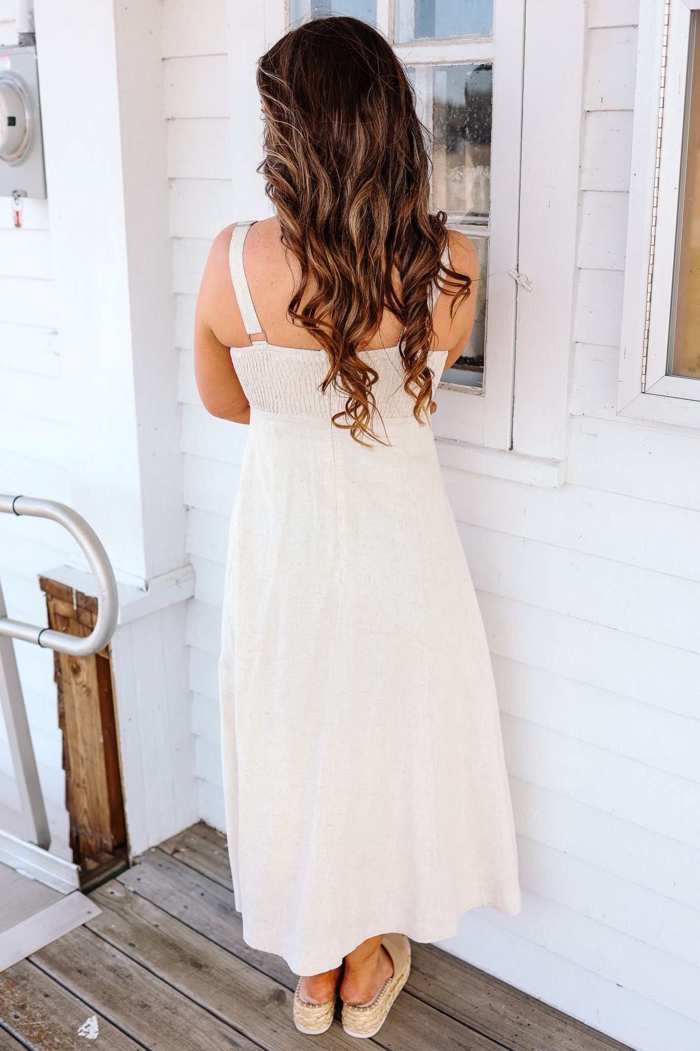 Maia Pleated Midi Dress - Oatmeal