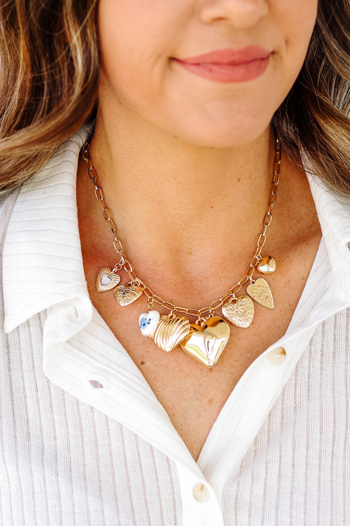 Hearts Hearts Hearts Multi Charm Necklace