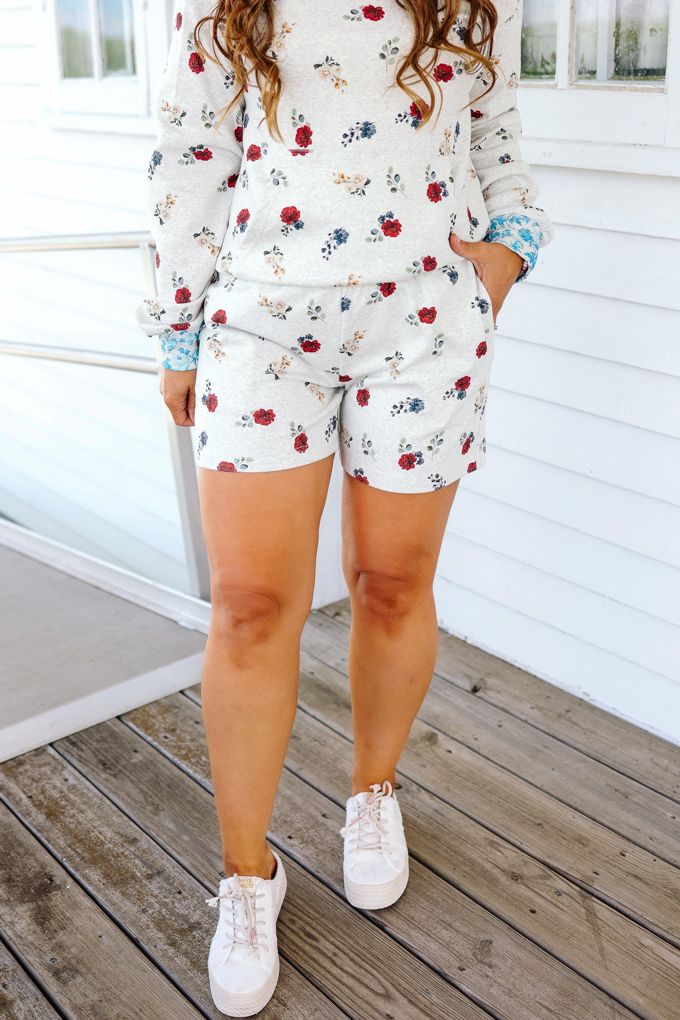 University Shorts - Red, White & Bloom