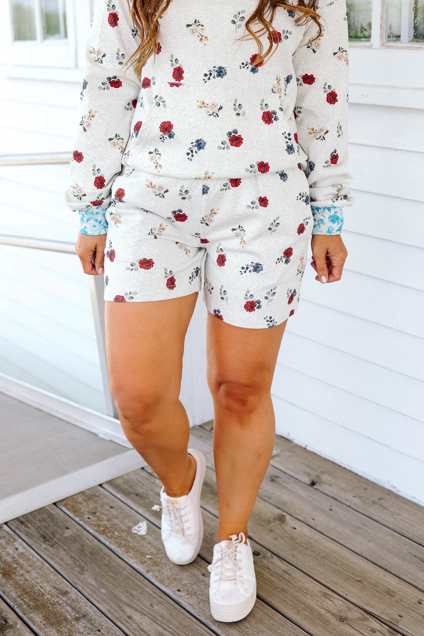 University Shorts - Red, White & Bloom