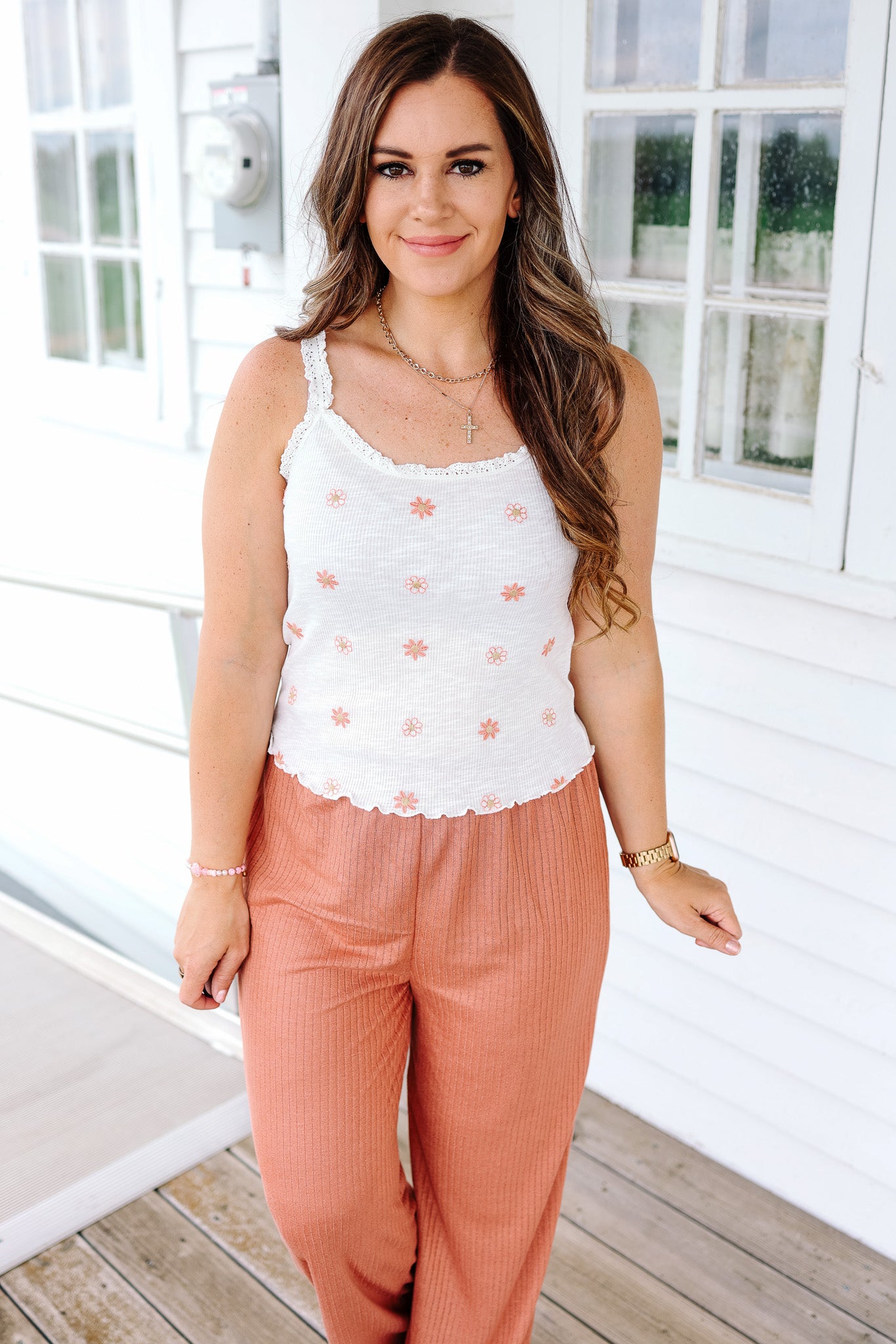 Indra Embroidered Cami - White