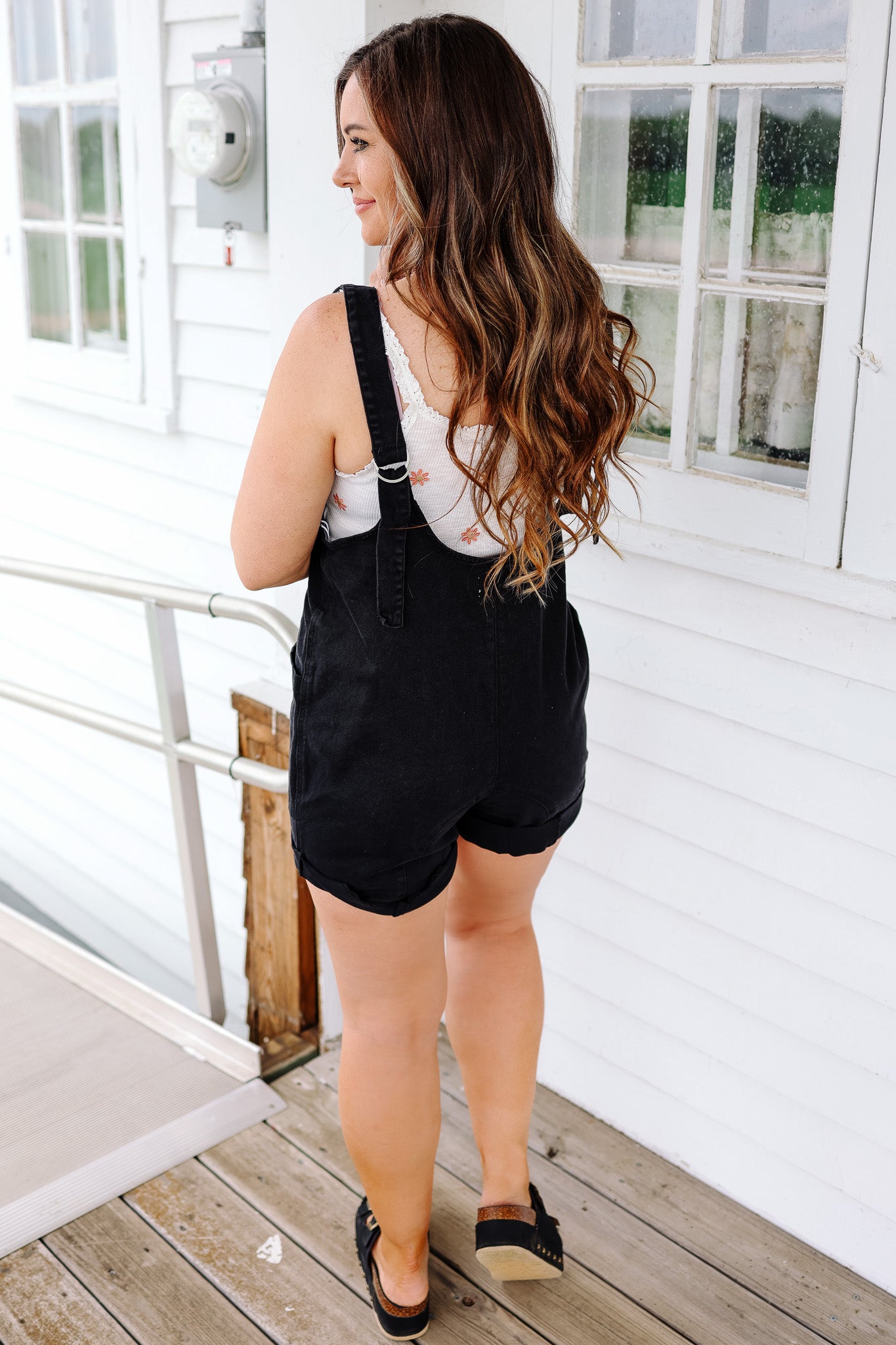 Cove Washed Romper - Black