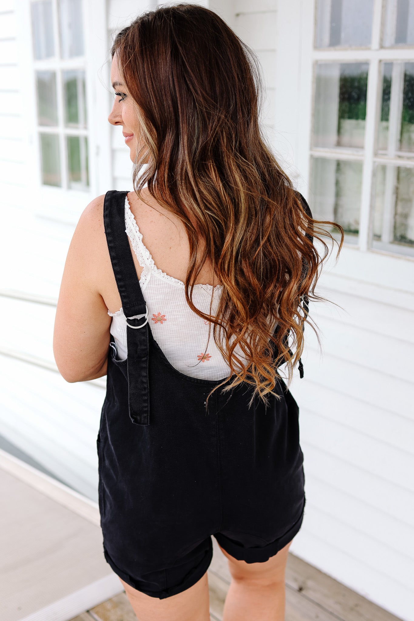 Cove Washed Romper - Black