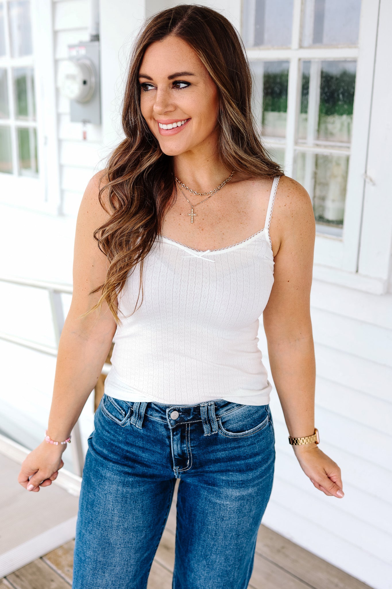 Avie Pointelle Cami - Off White