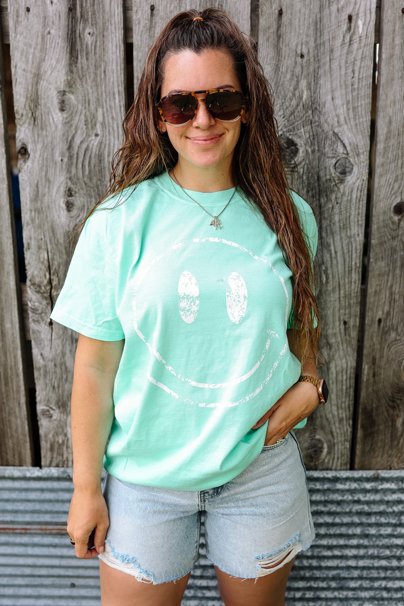 Neon Happy Face Graphic Tee - Multiple Colors