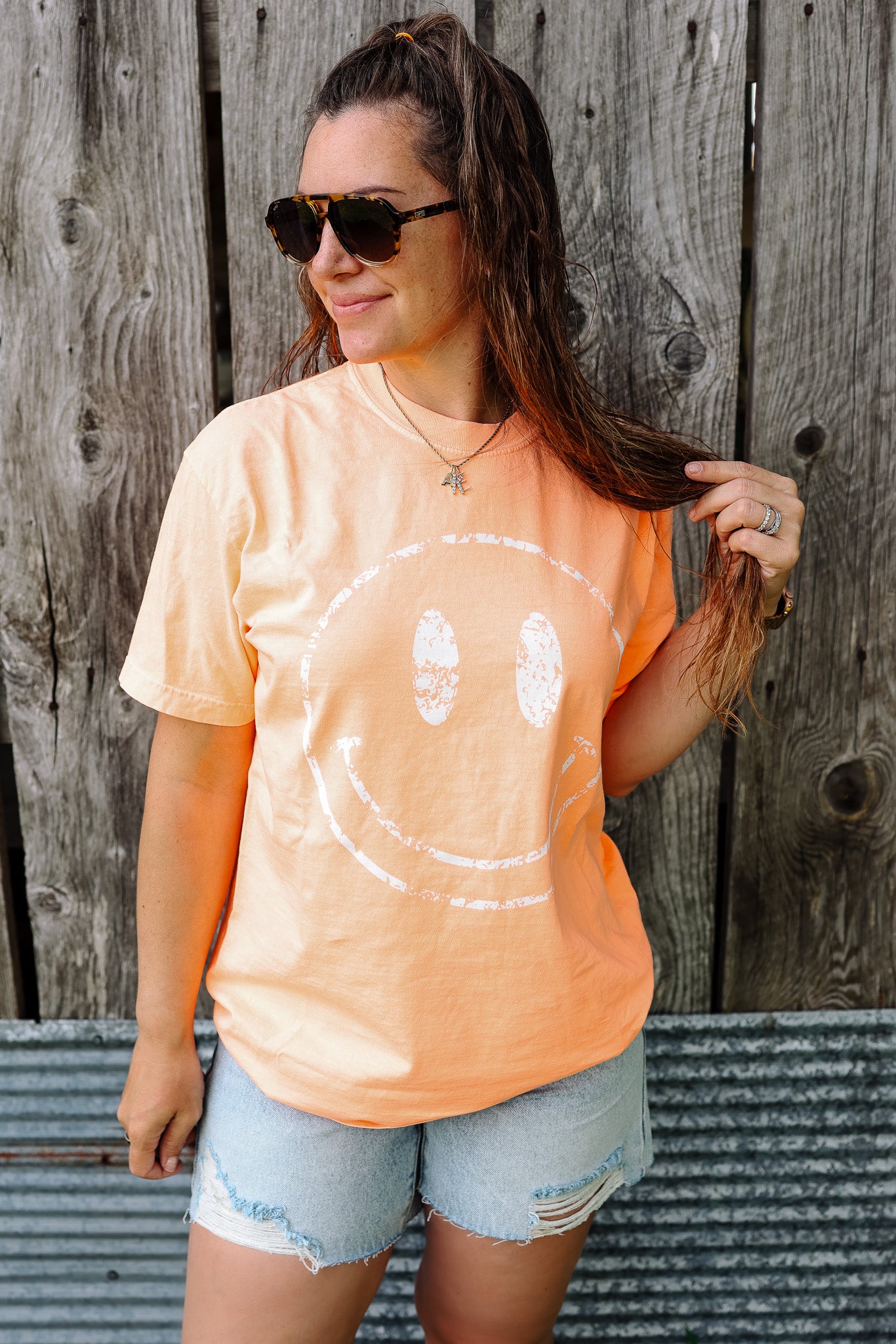 Neon Happy Face Graphic Tee - Multiple Colors