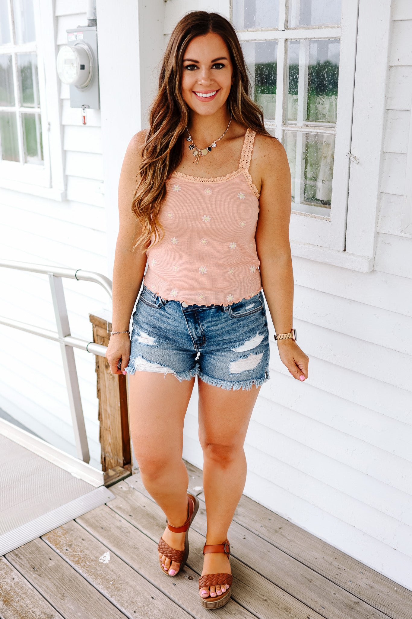 Indra Embroidered Cami - Salmon