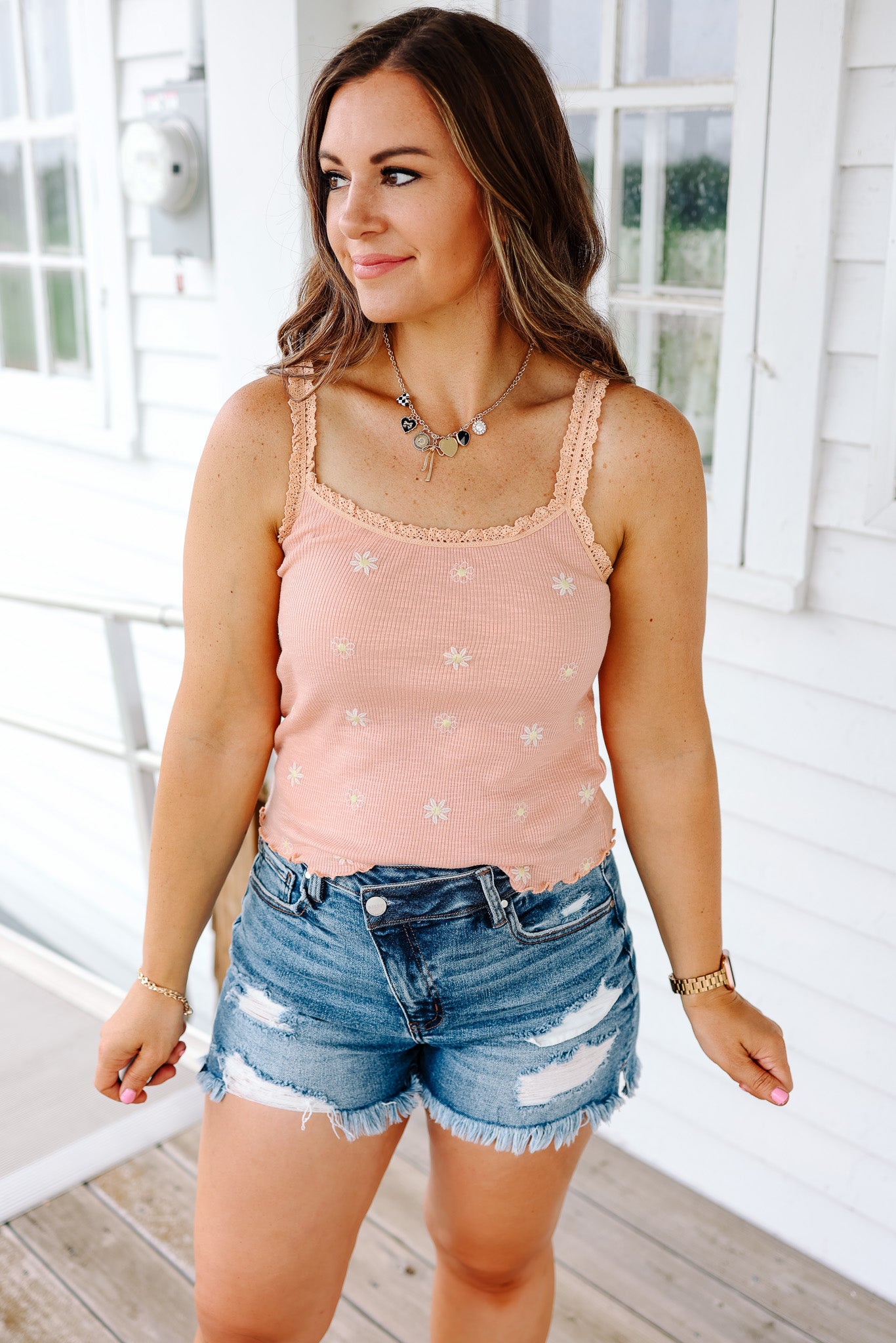 Indra Embroidered Cami - Salmon