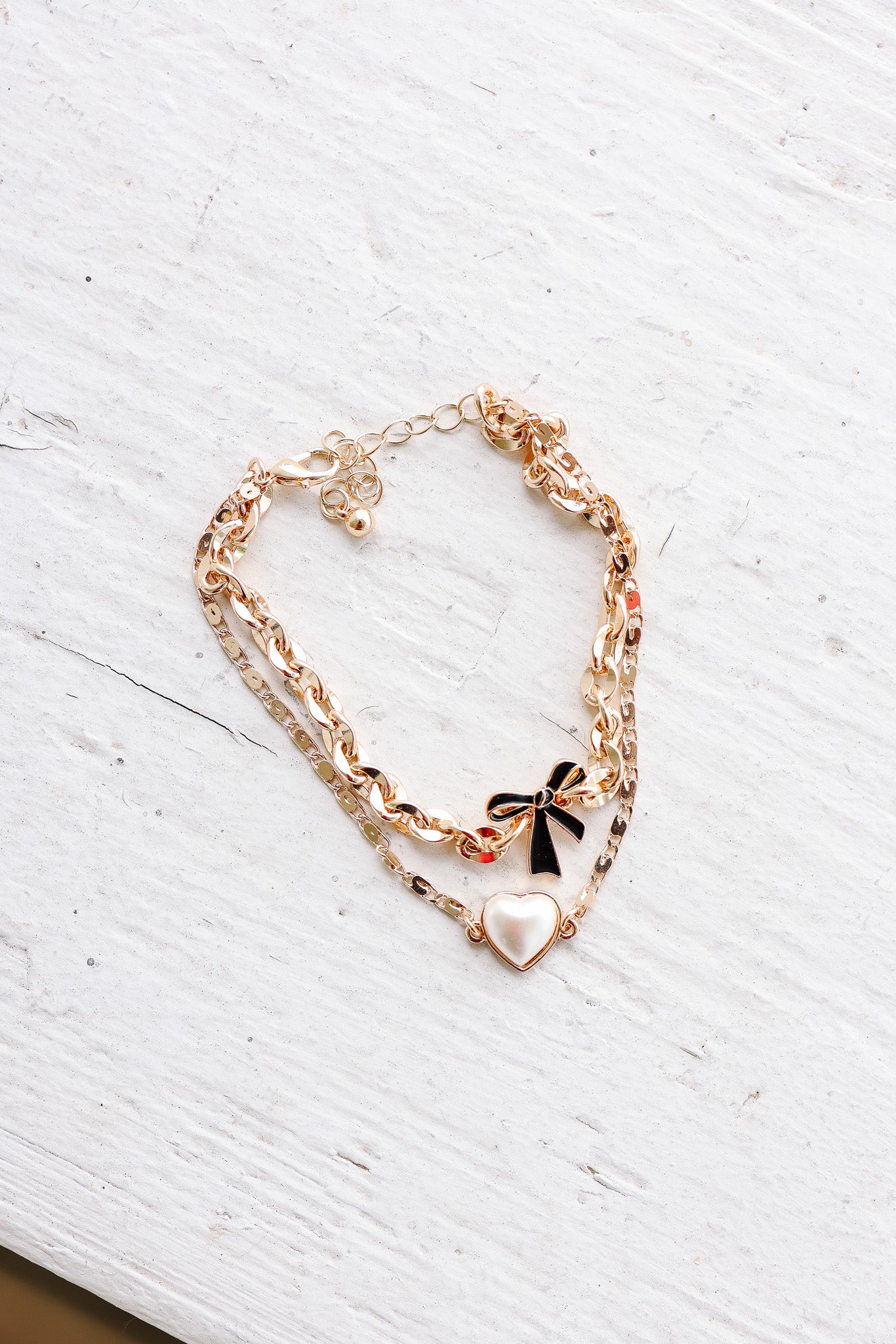 Multi Layer Bow Pearl Charm Bracelet