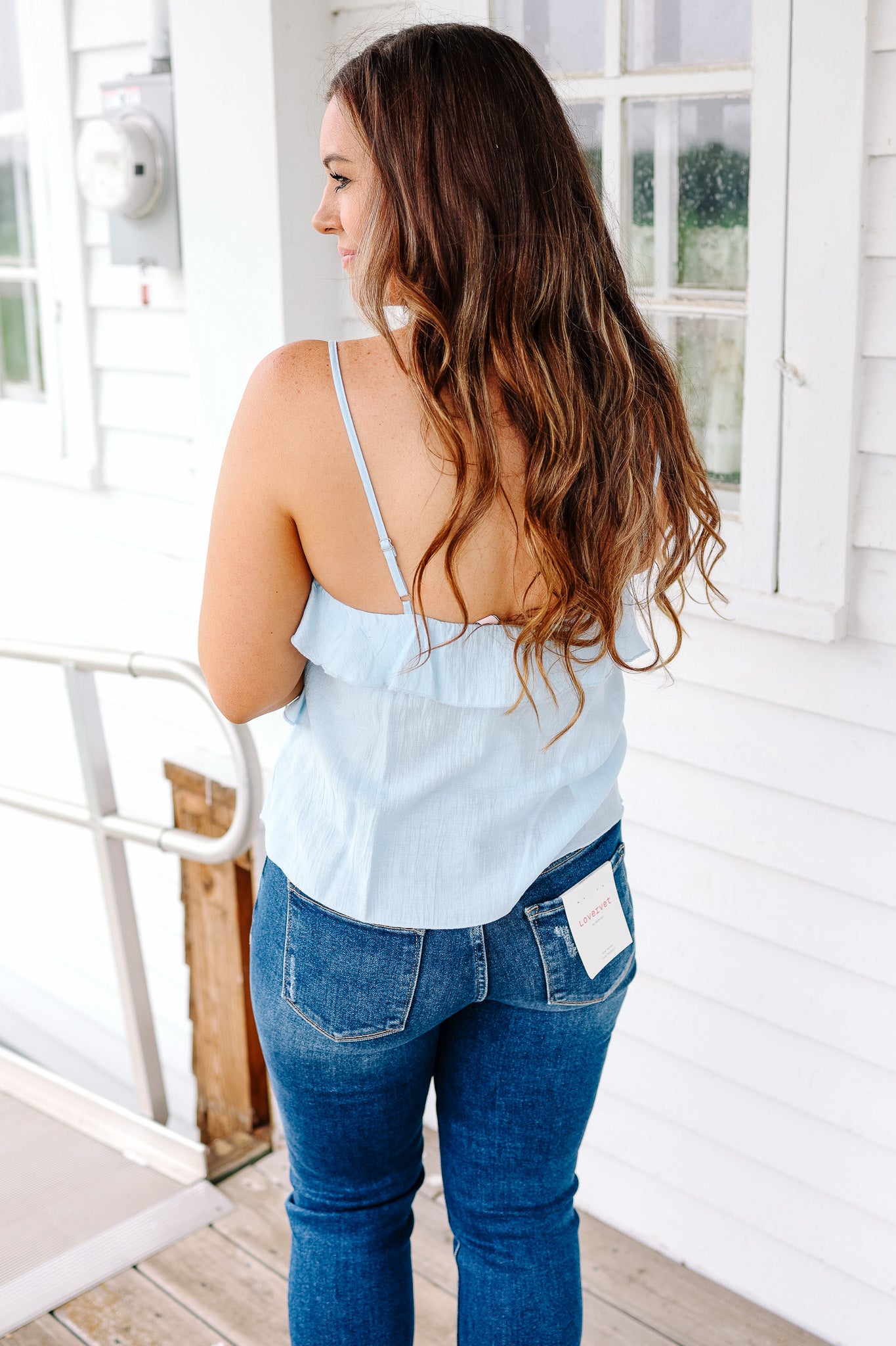 Dina Flowy Button Down Cami - Powder Blue