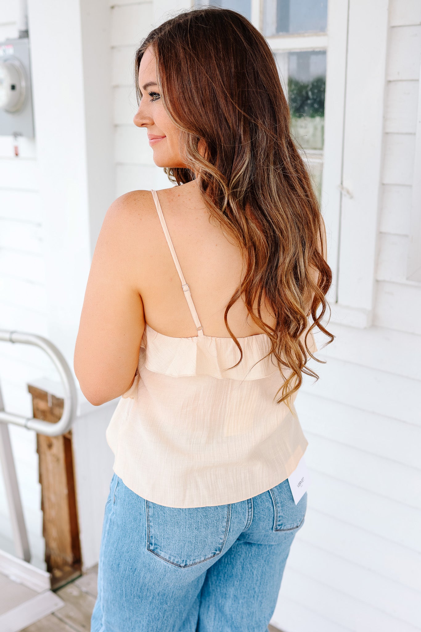 Dina Flowy Button Down Cami Top - Blush