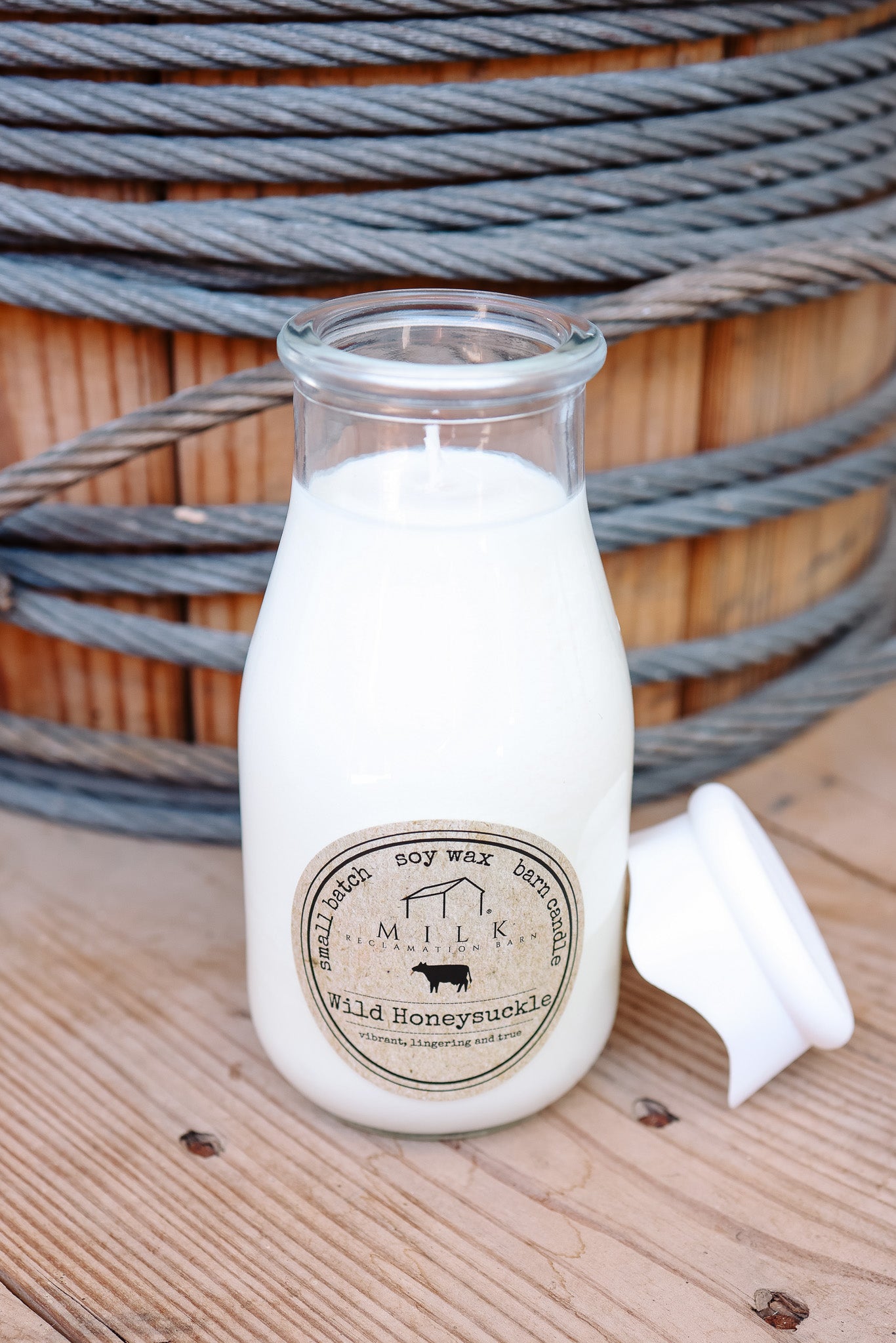 Milk Bottle Candle - Wild Honeysuckle 13oz