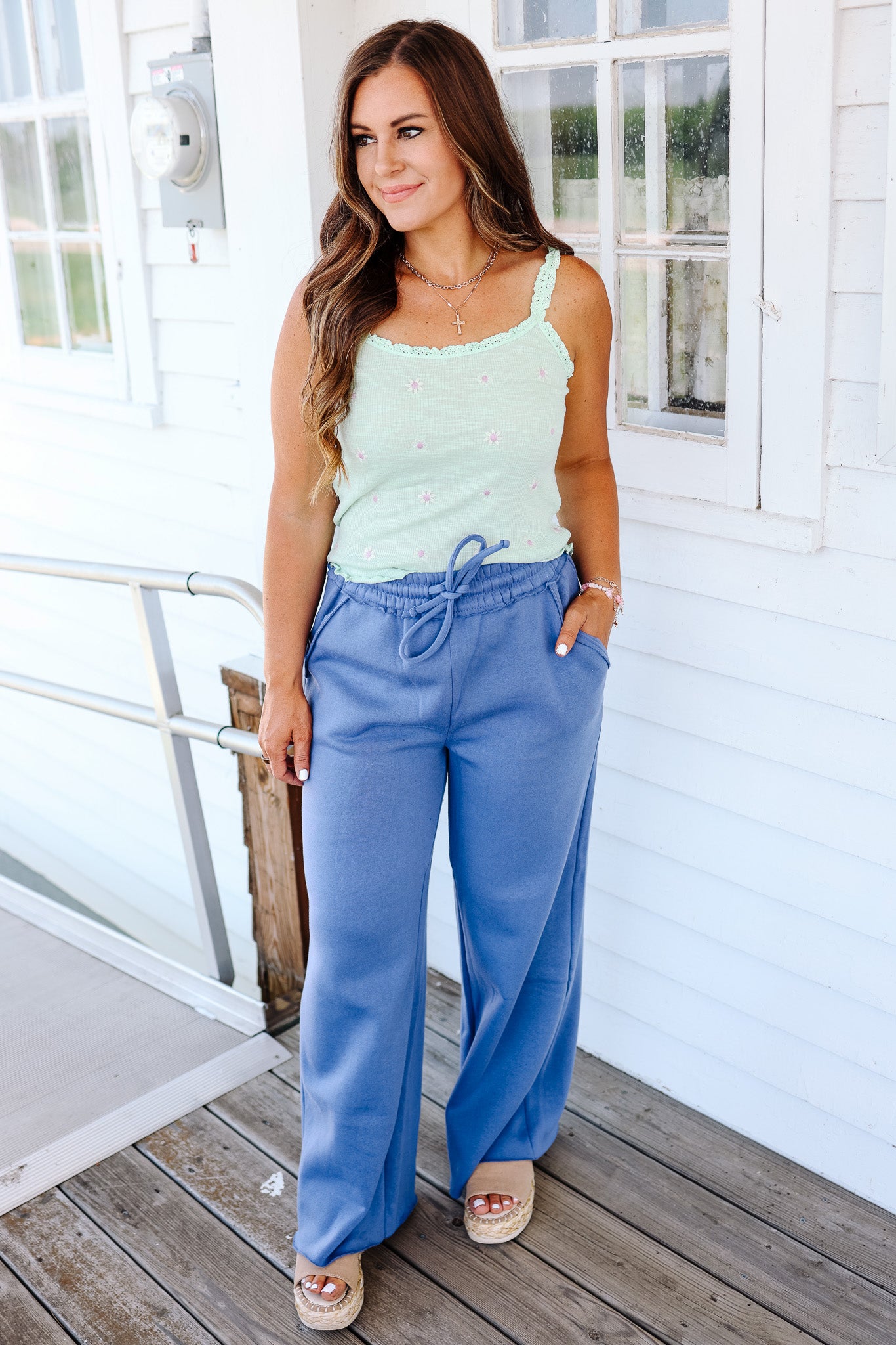 Taylor Fleece Wide-Leg Sweatpants - Marlin