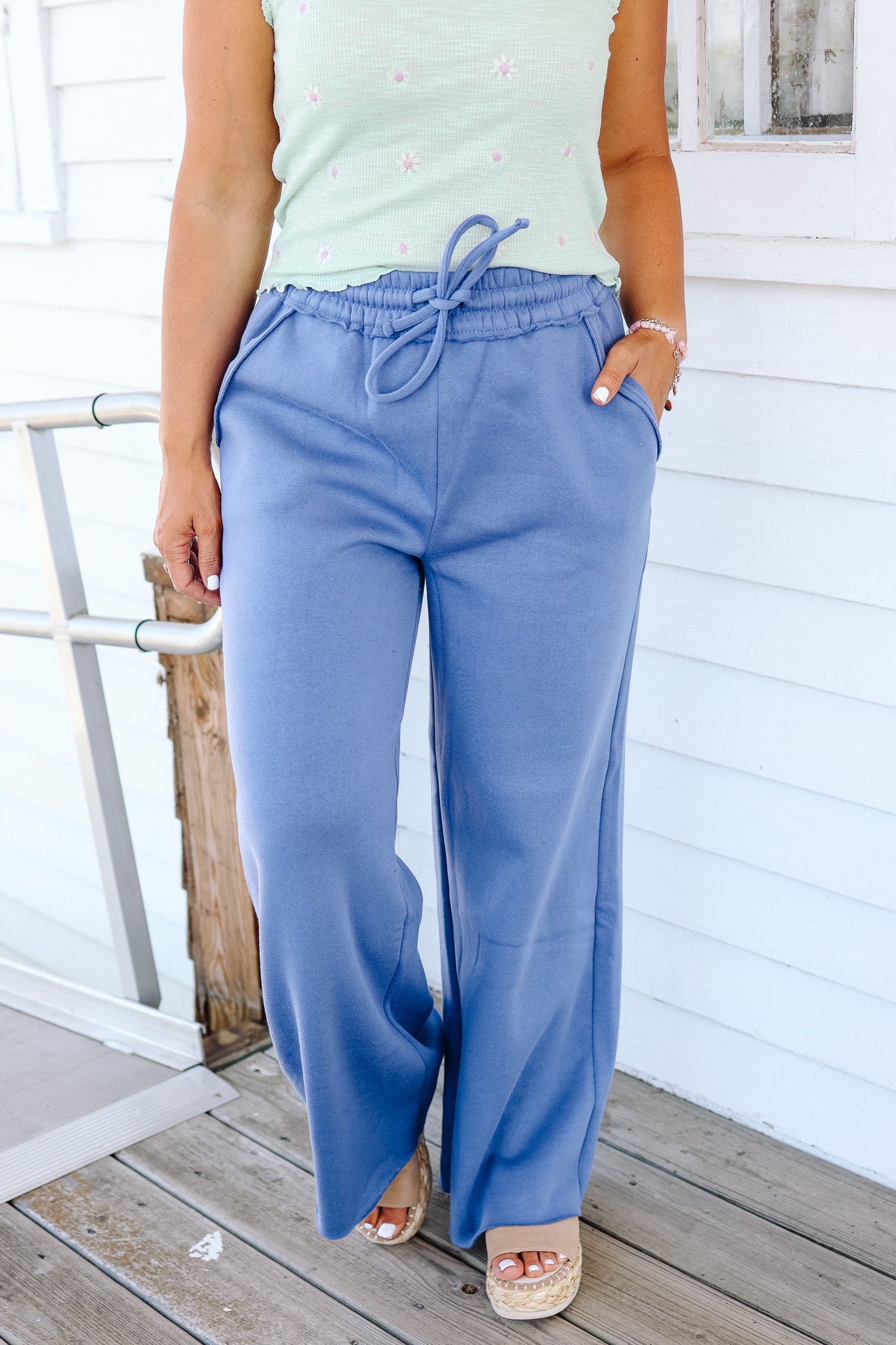 Taylor Fleece Wide-Leg Sweatpants - Marlin