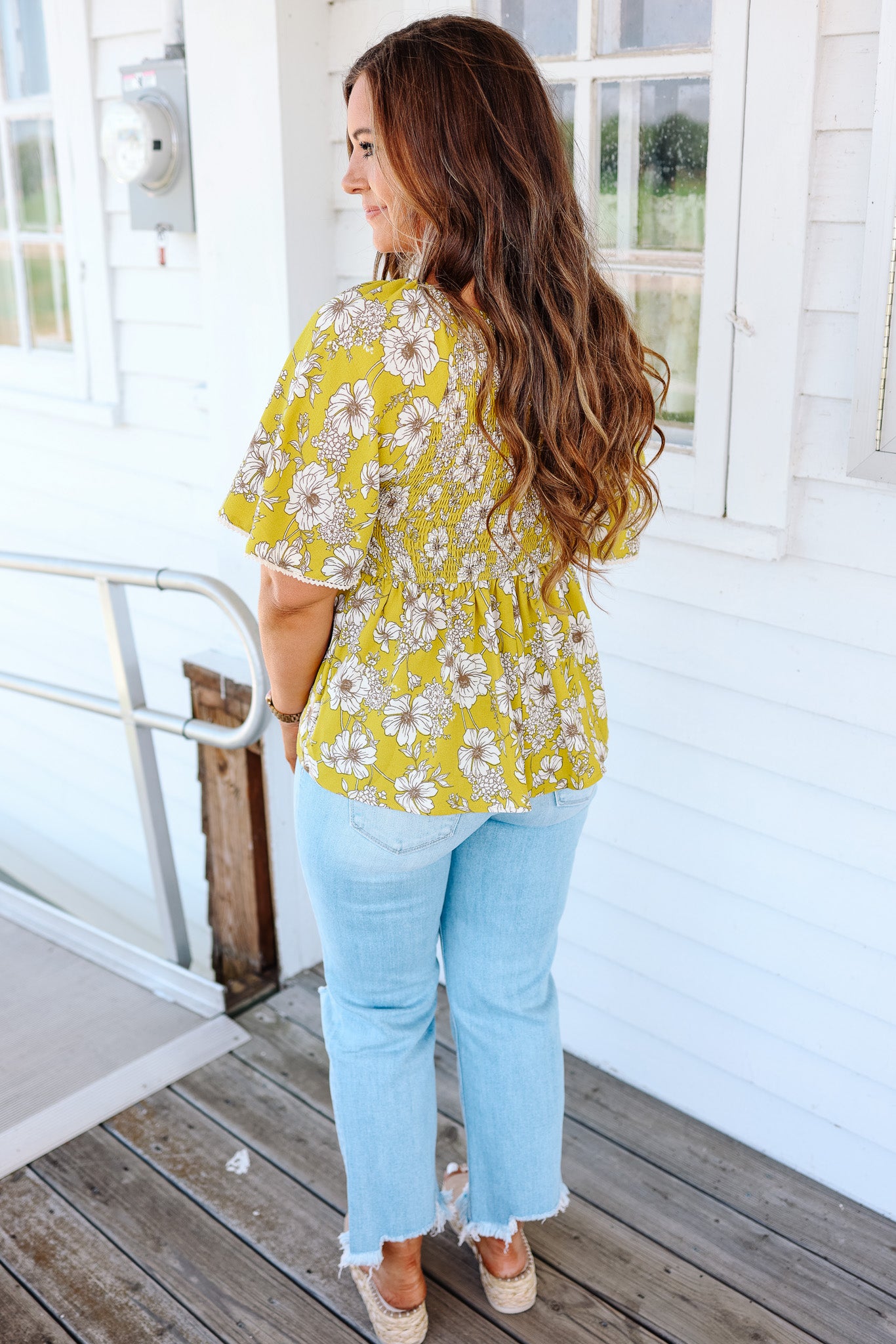 Allison Flutter Sleeve Smocked Top