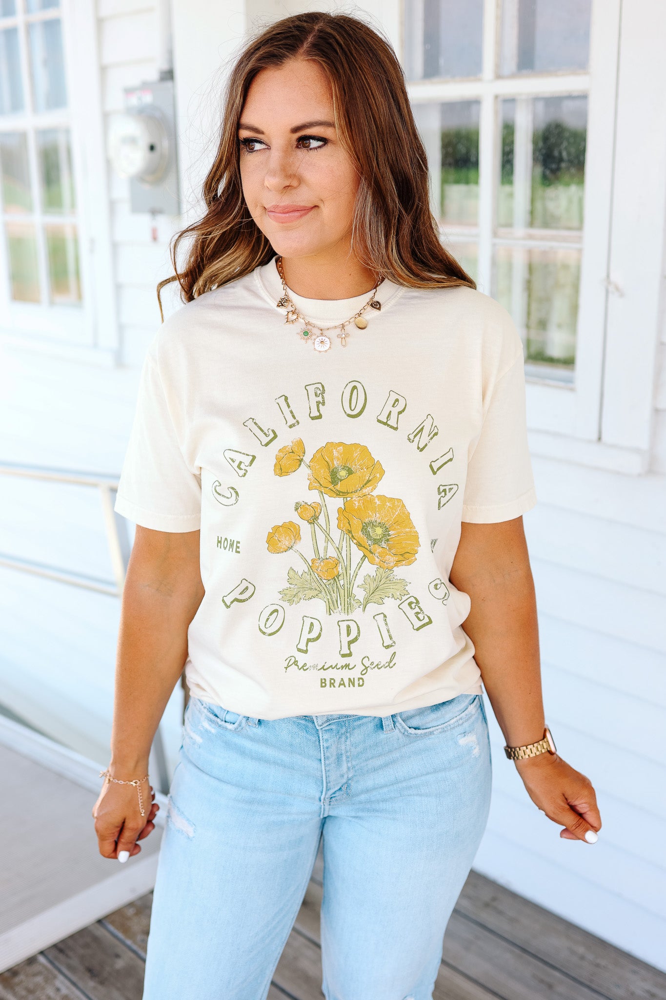 California Poppies Graphic Tee - Ivory