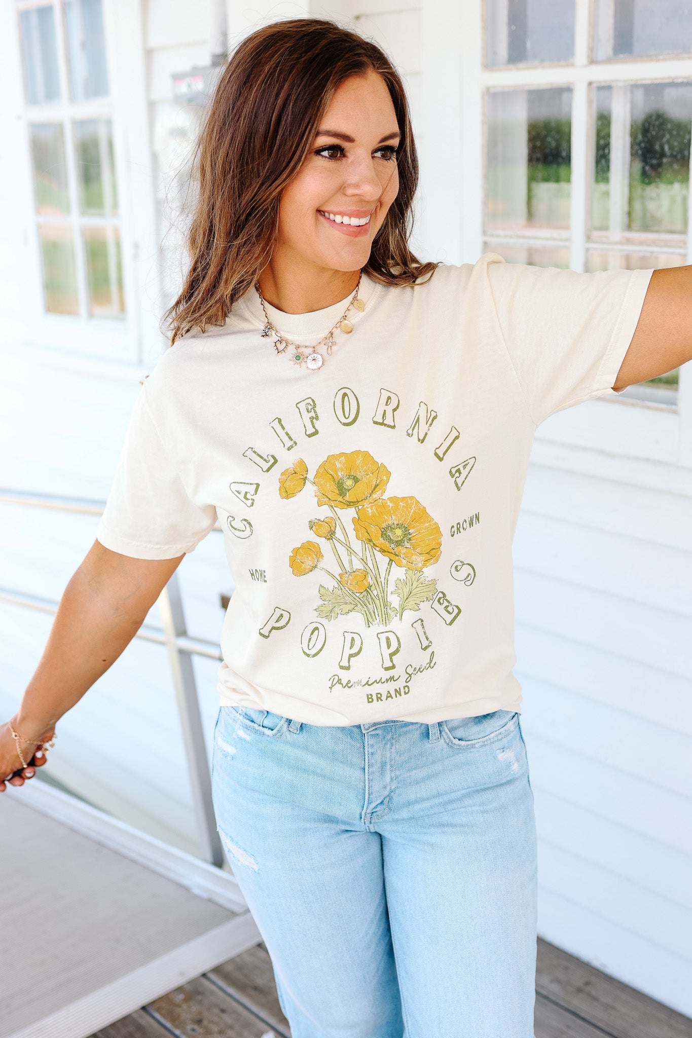 California Poppies Graphic Tee - Ivory