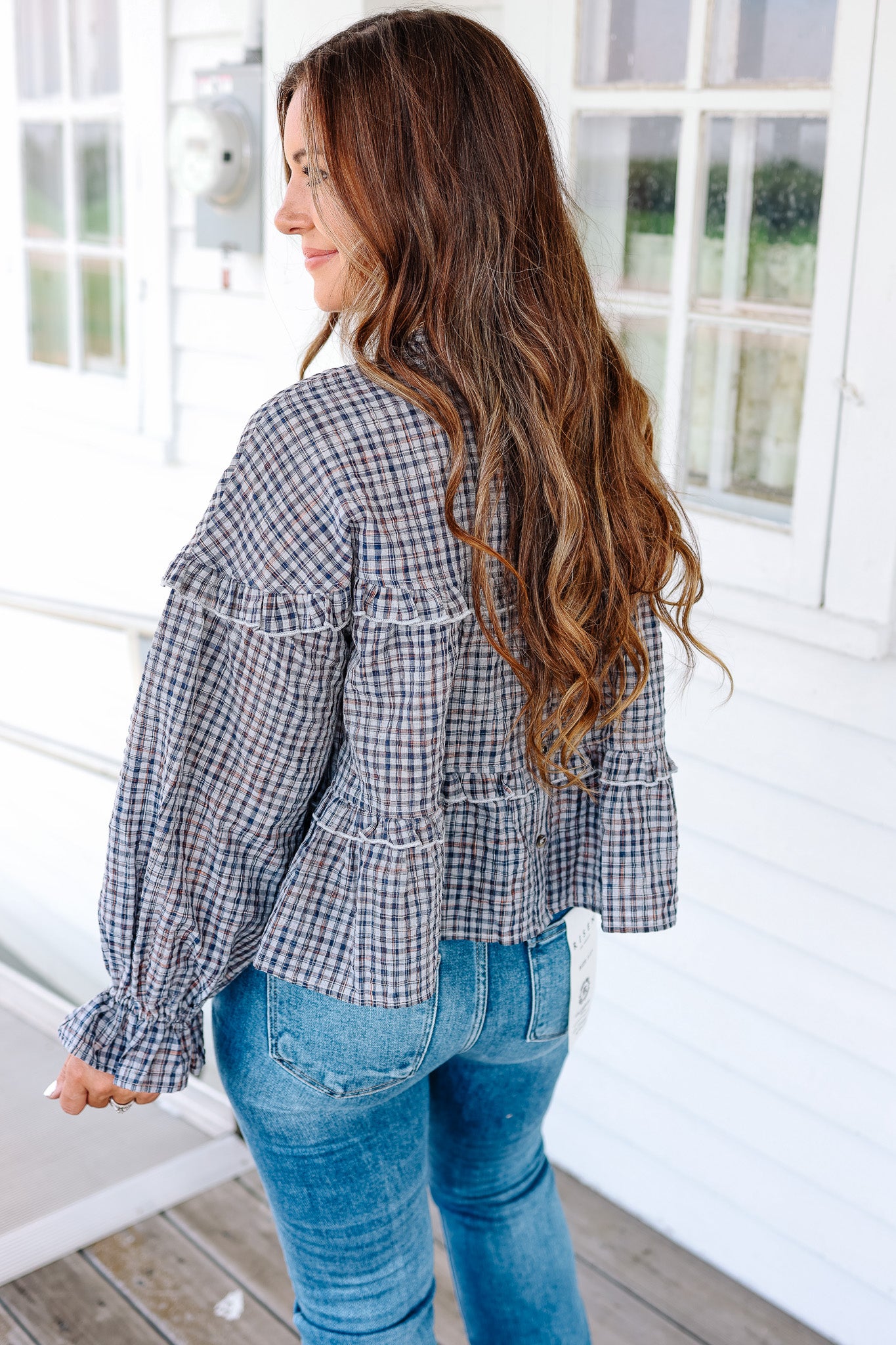 Poppy Ruffled Plaid Top