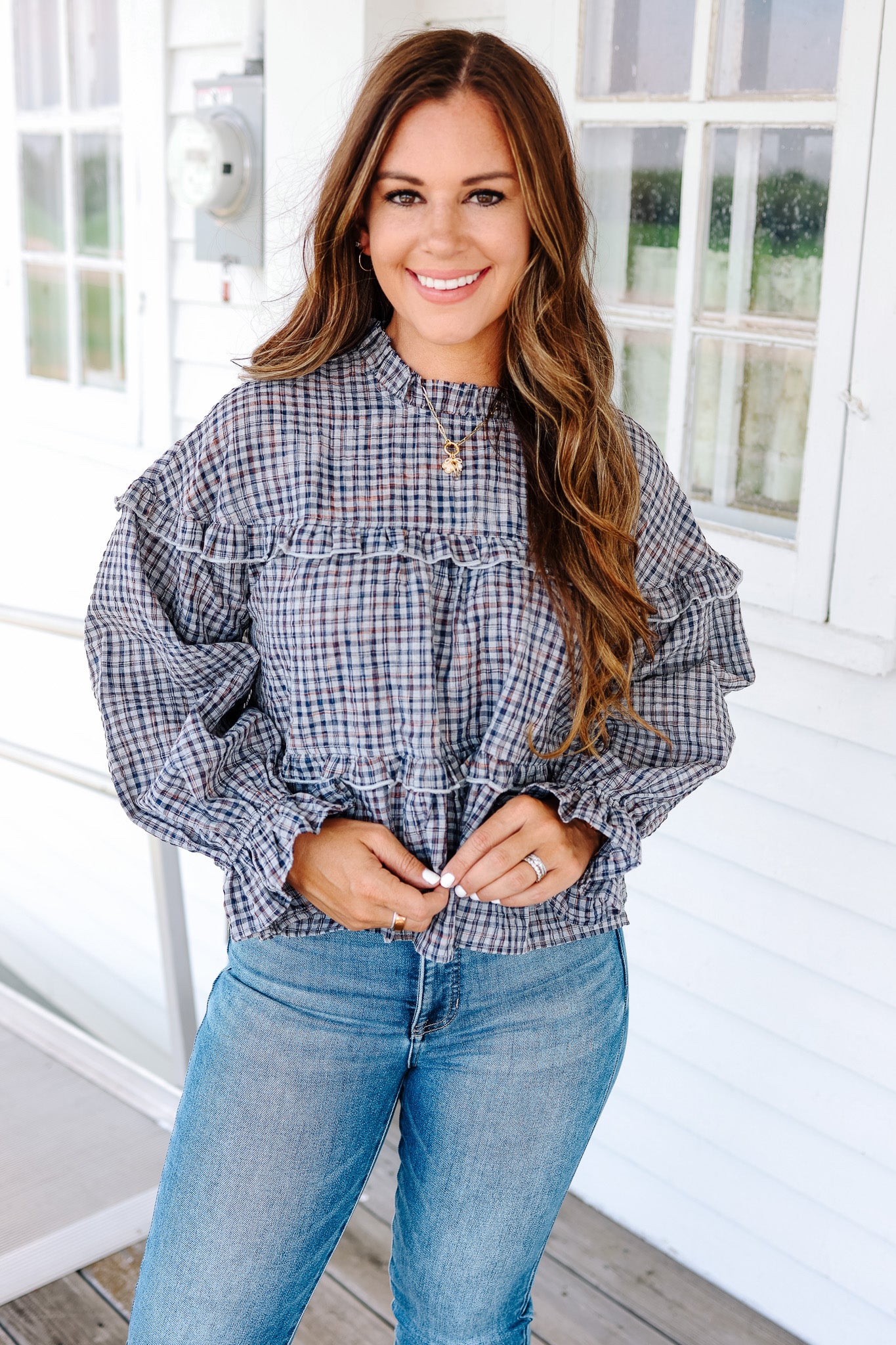 Poppy Ruffled Plaid Top