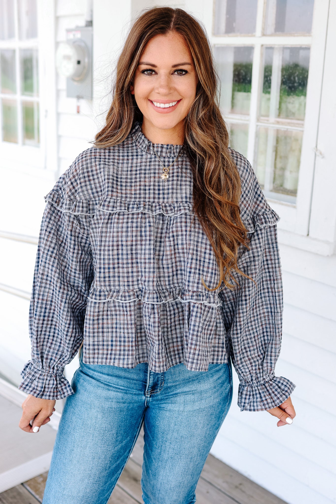 Poppy Ruffled Plaid Top