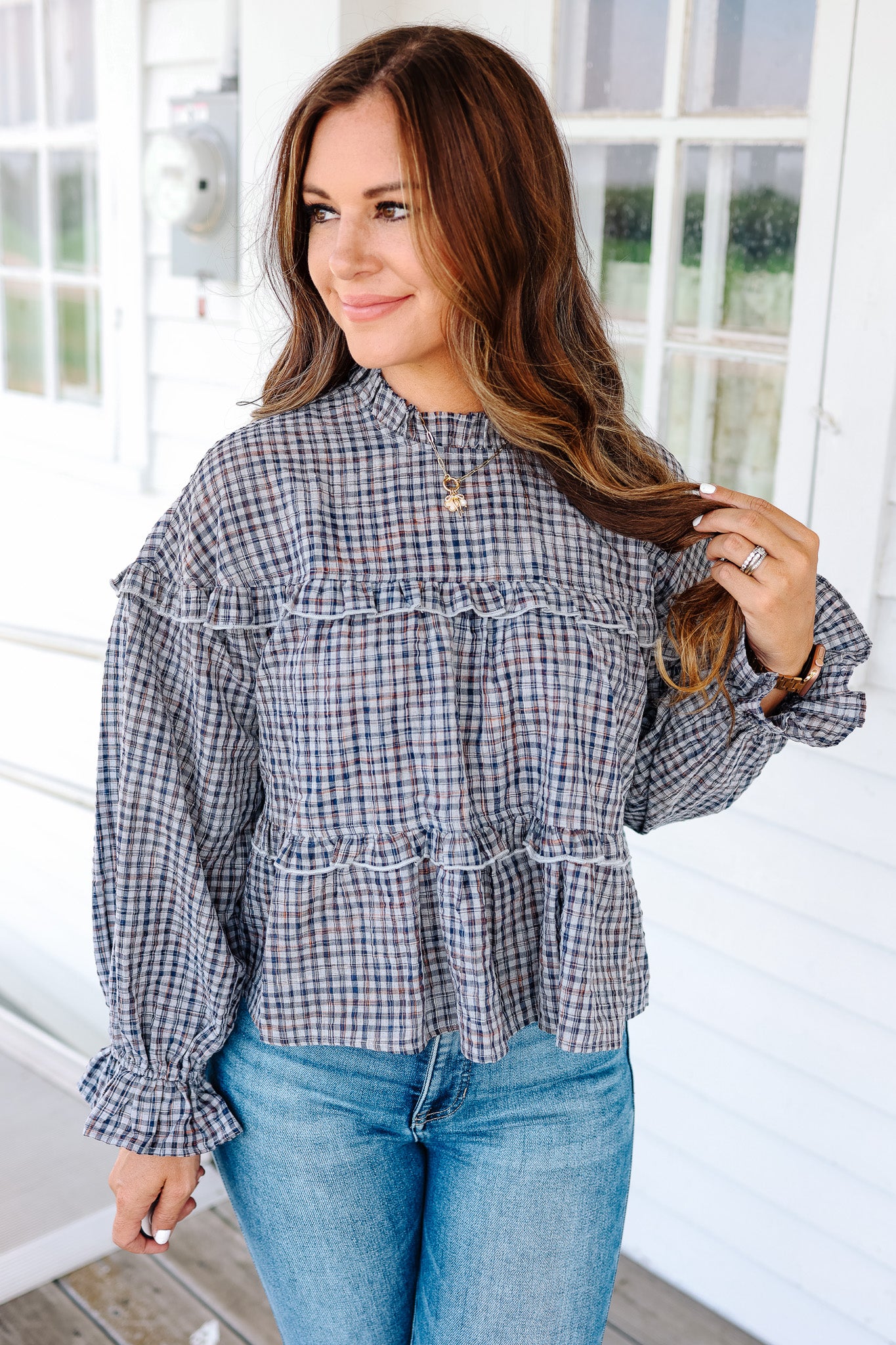 Poppy Ruffled Plaid Top