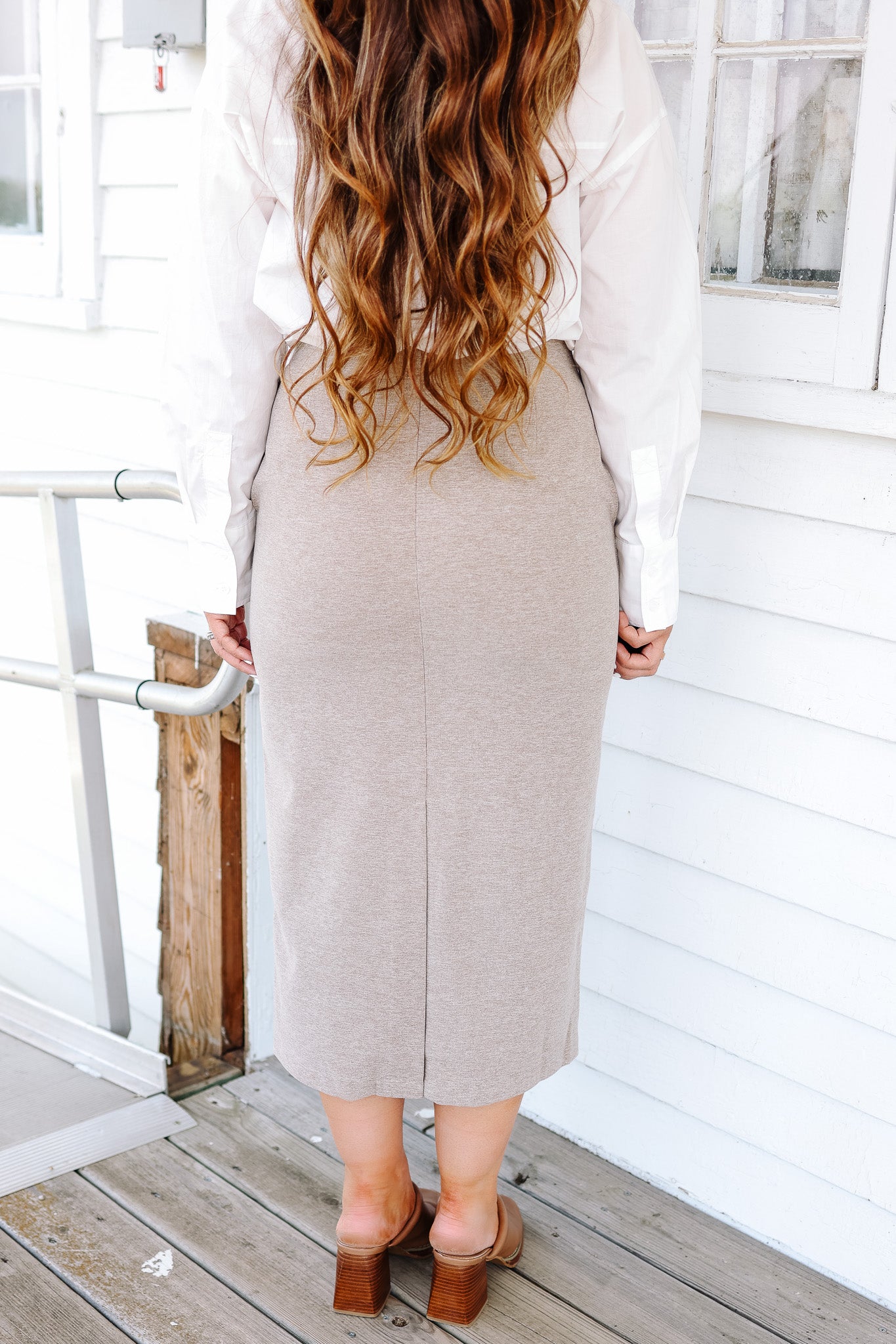 Estee Brushed Midi Skirt - Taupe