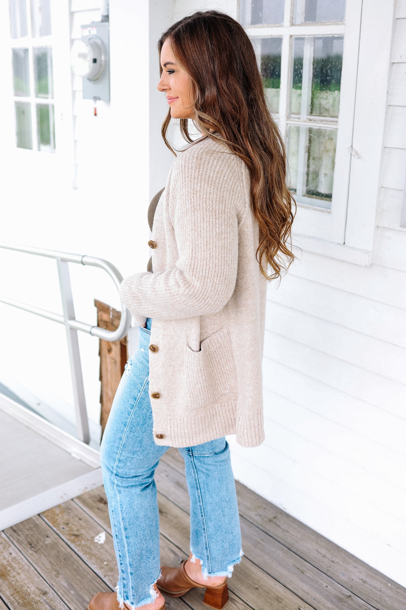 Lina Button Down Cardigan - Taupe