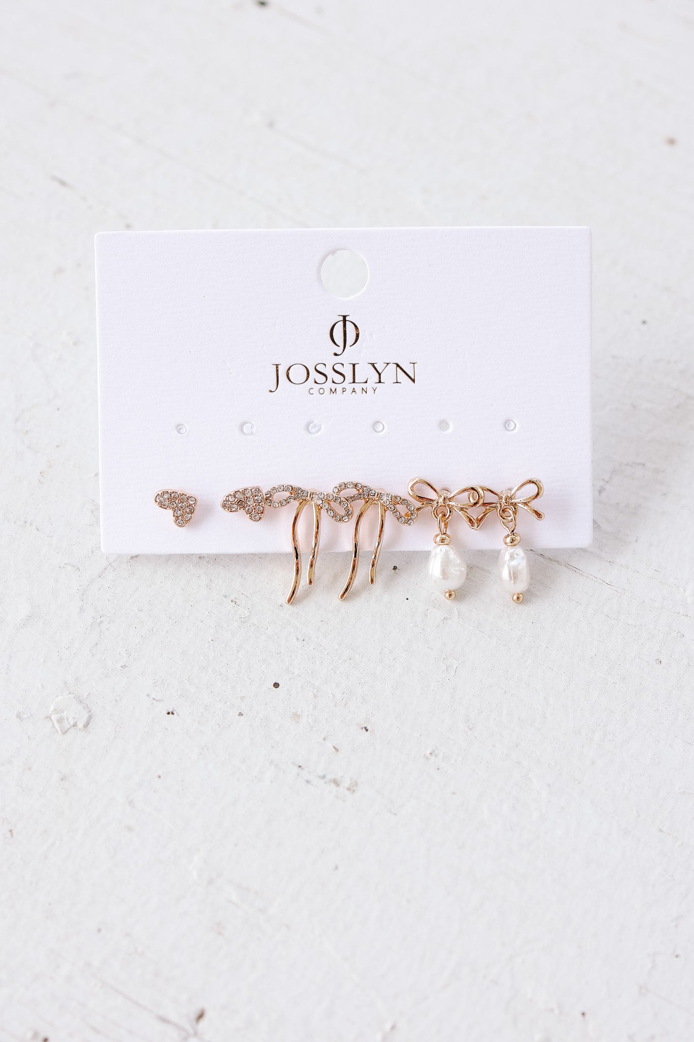 Rhinestone Heart Bow Pearl Drop Bow Earrings