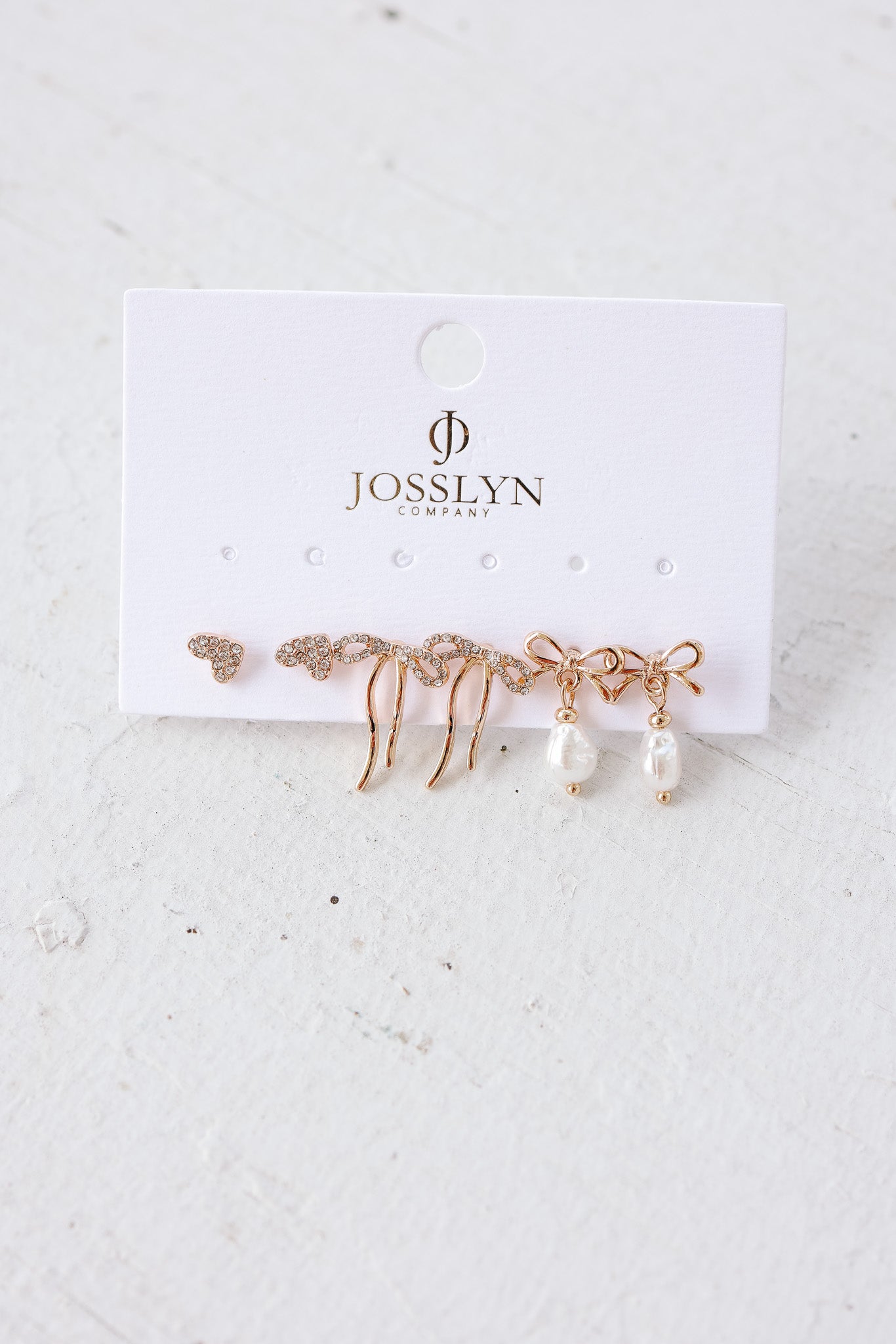 Rhinestone Heart Bow Pearl Drop Bow Earrings