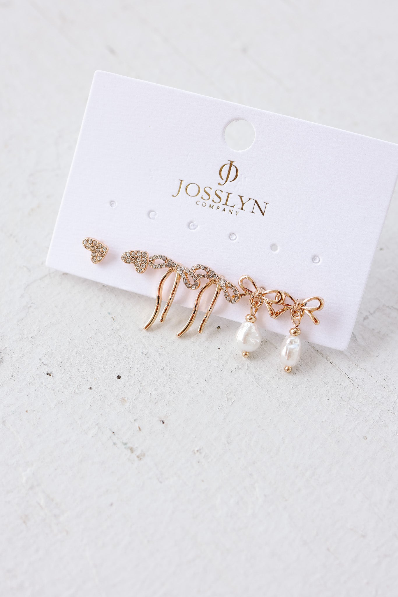 Rhinestone Heart Bow Pearl Drop Bow Earrings