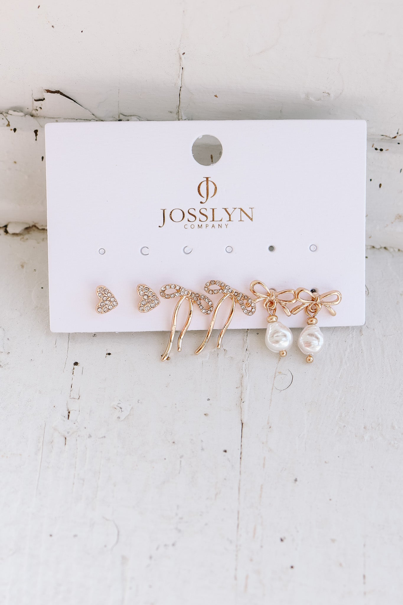 Rhinestone Heart Bow Pearl Drop Bow Earrings