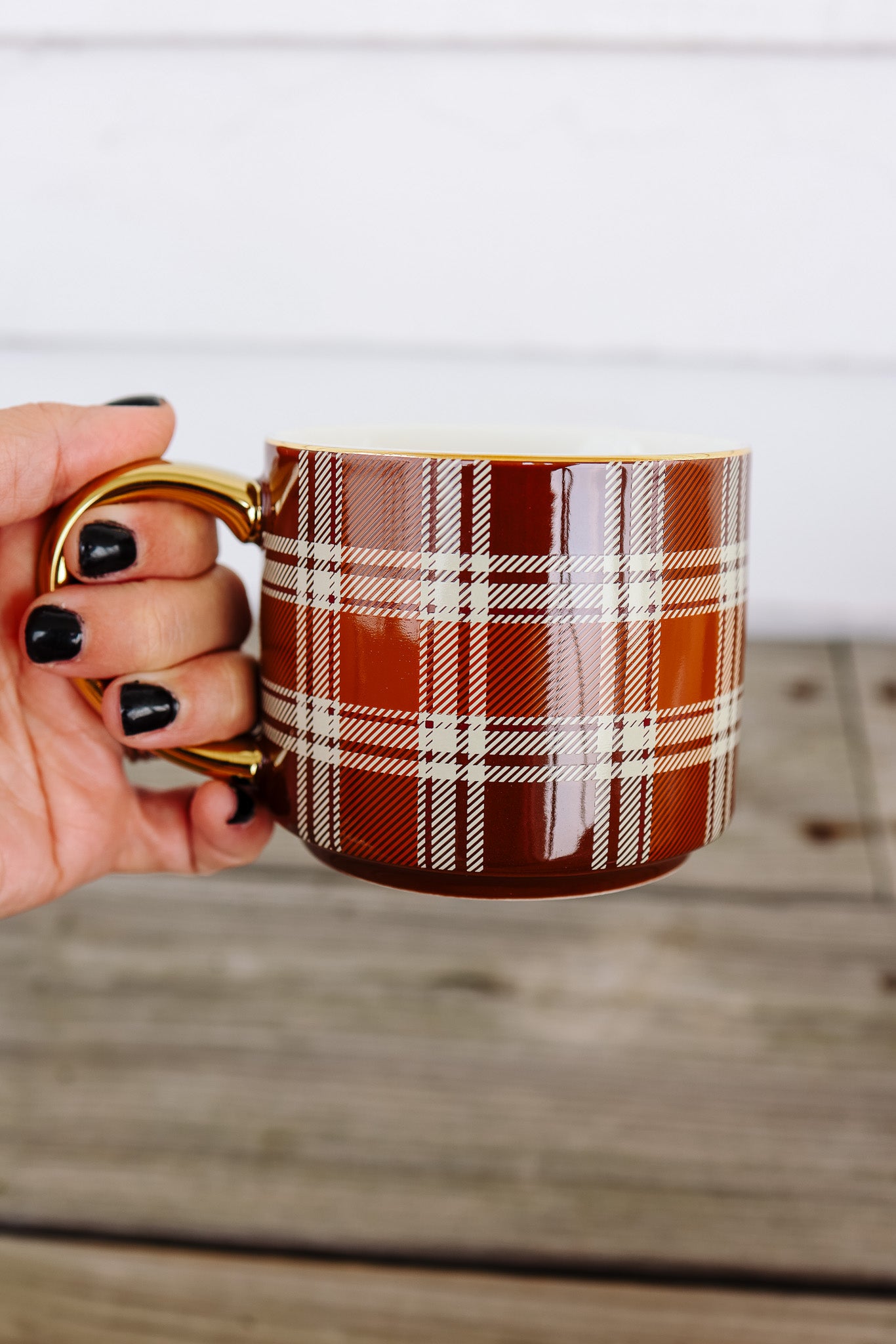 Brown Plaid Coffee Mug