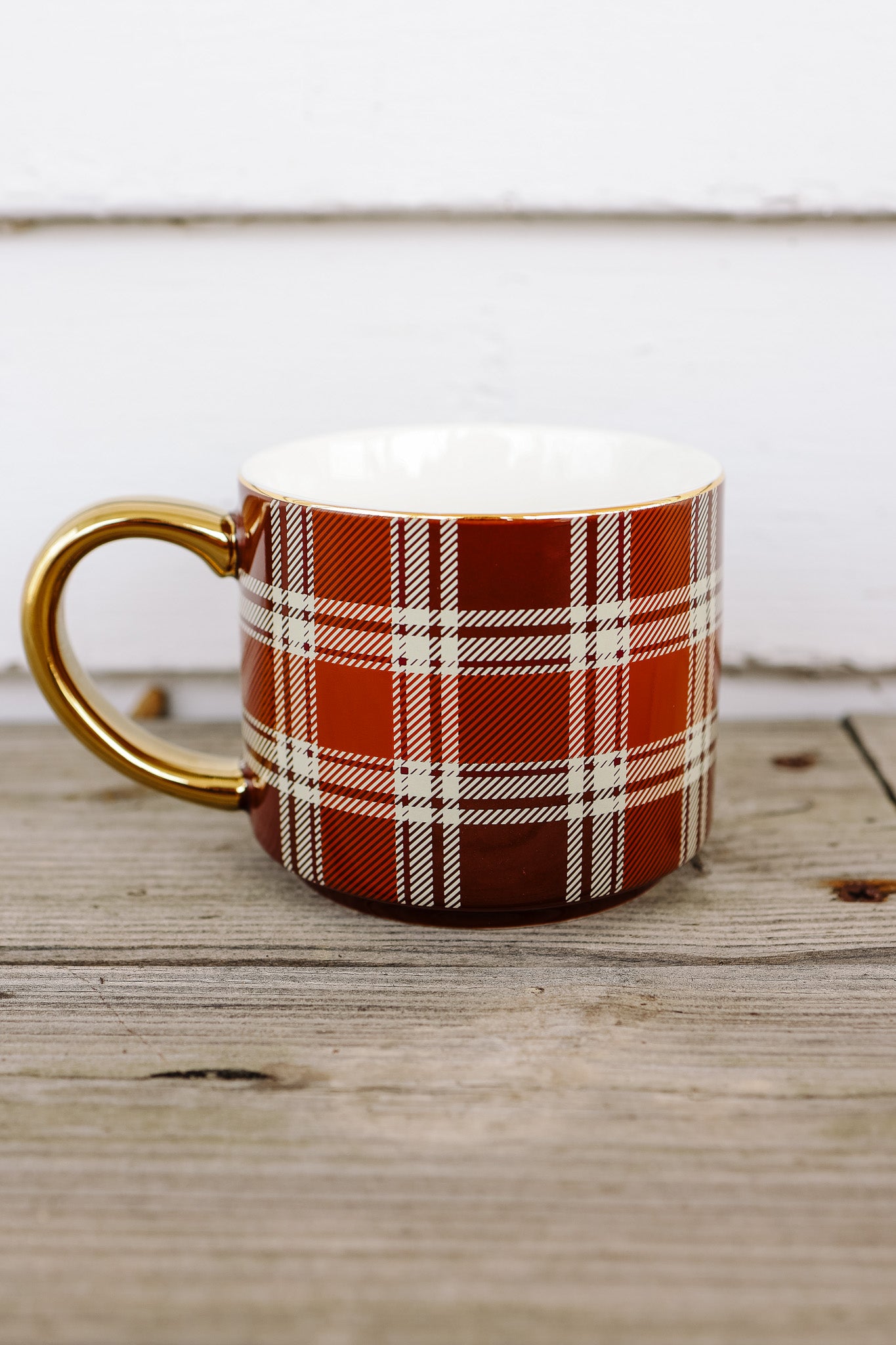 Brown Plaid Coffee Mug