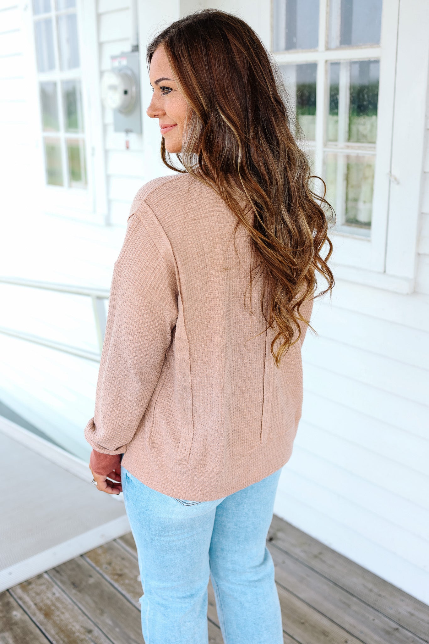 Mia Brushed Thermal Pullover - Rust