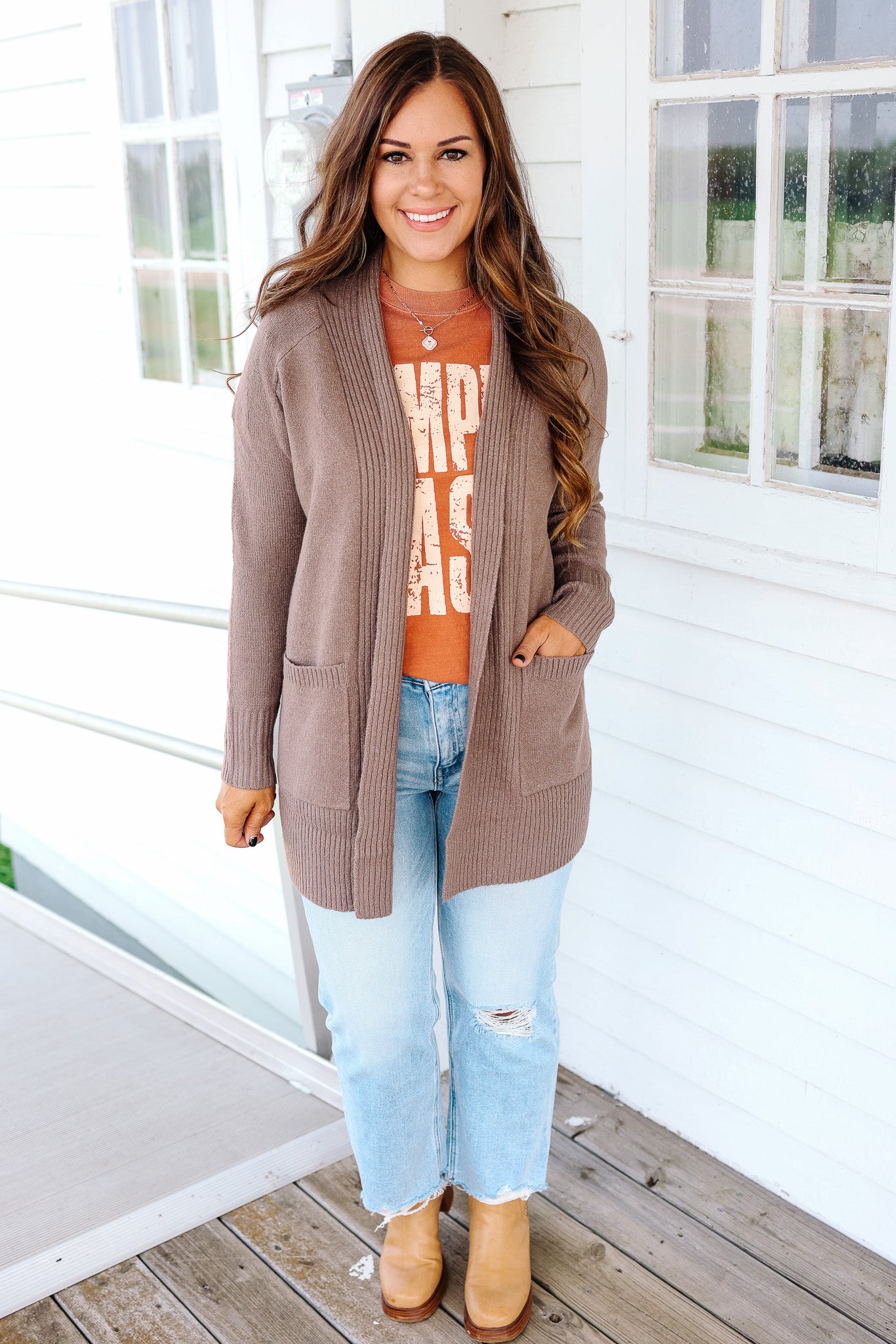 Rowen Wide Ribbed Cardigan - Cappuccino