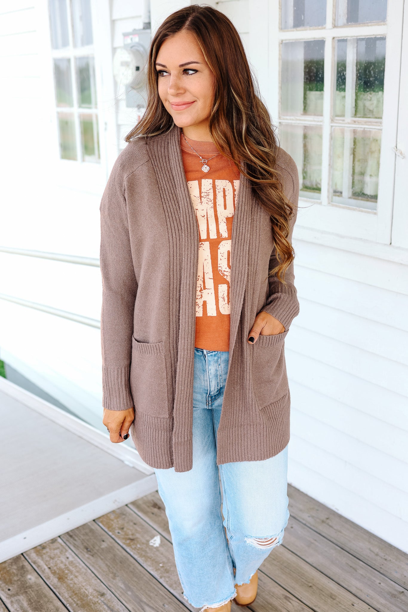 Rowen Wide Ribbed Cardigan - Cappuccino